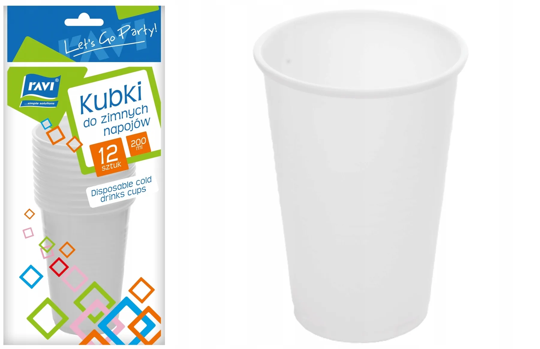 Vienkartiniai „Ravi“ puodeliai šaltiems gėrimams, 12 vnt.