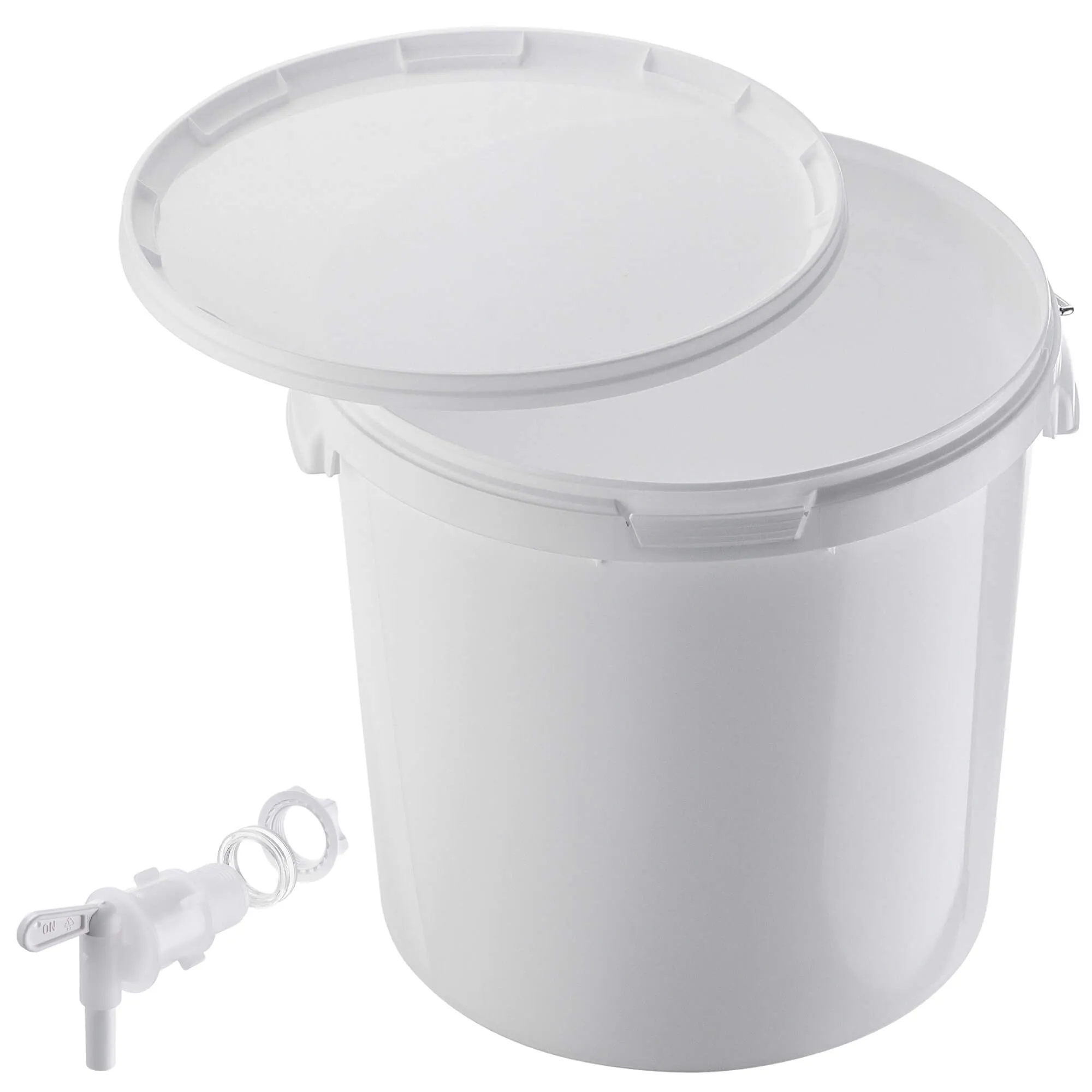 Acerra fermentacijos indas su dangčiu ir rankena, 20 l, baltas + čiaupas