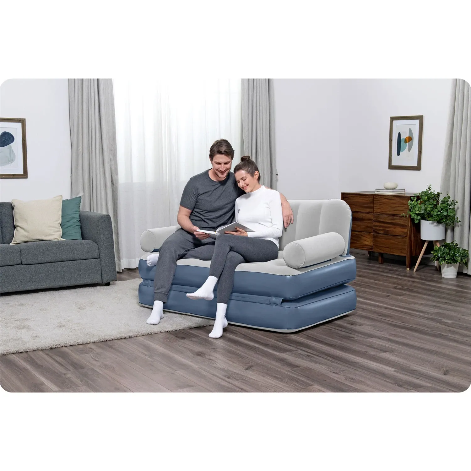 Aksominė sofa su įmontuotu elektriniu siurbliu 188x152x64cm Bestway 75079 - nuotrauka 1