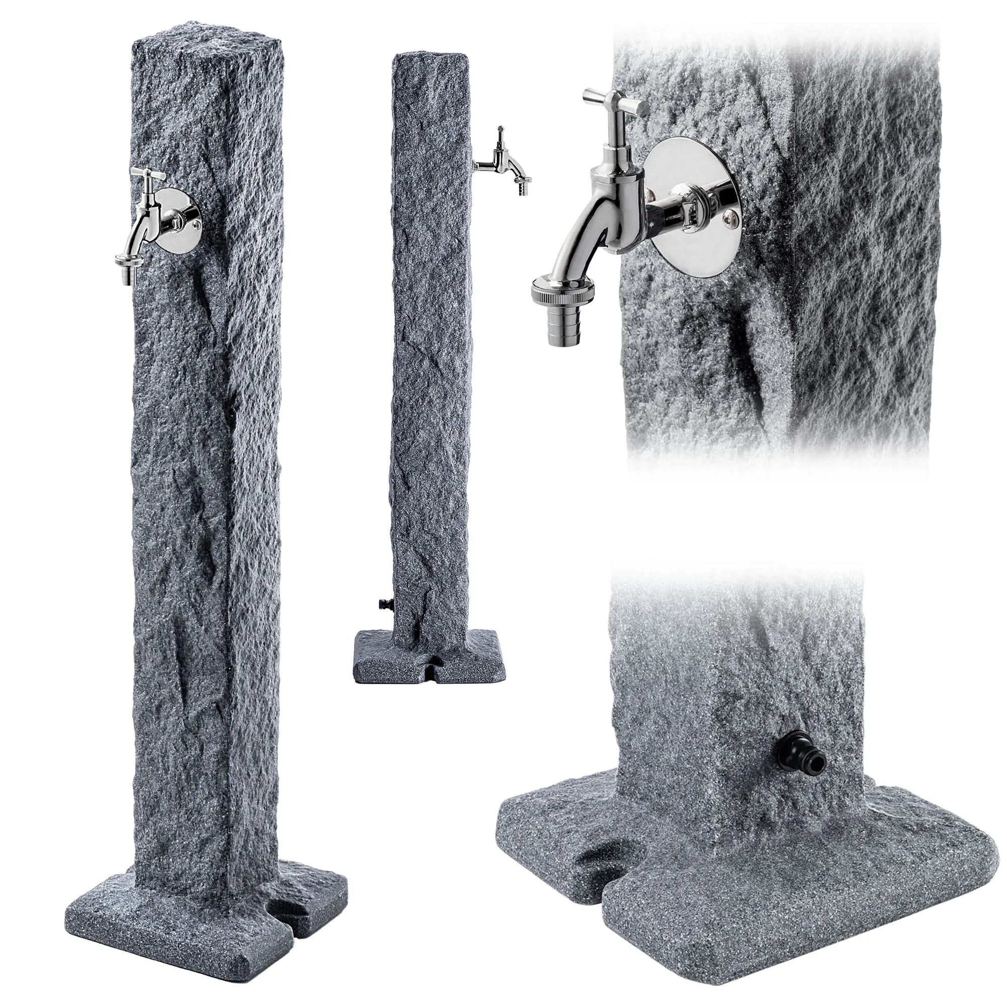 Torres antracito spalvos sodo stulpas su čiaupu