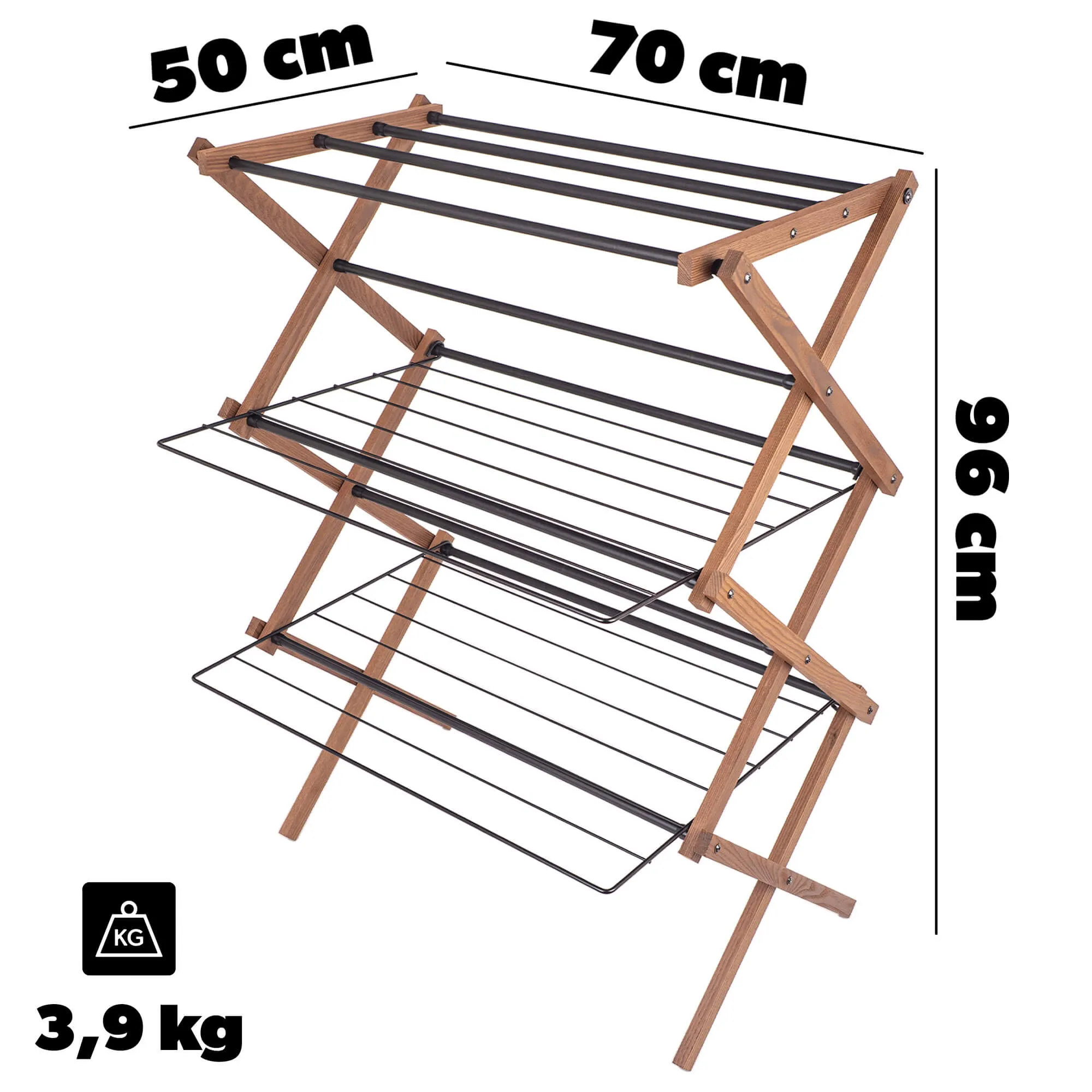 Ferrara medinė pastatoma drabužių džiovyklė 70 x 50 cm