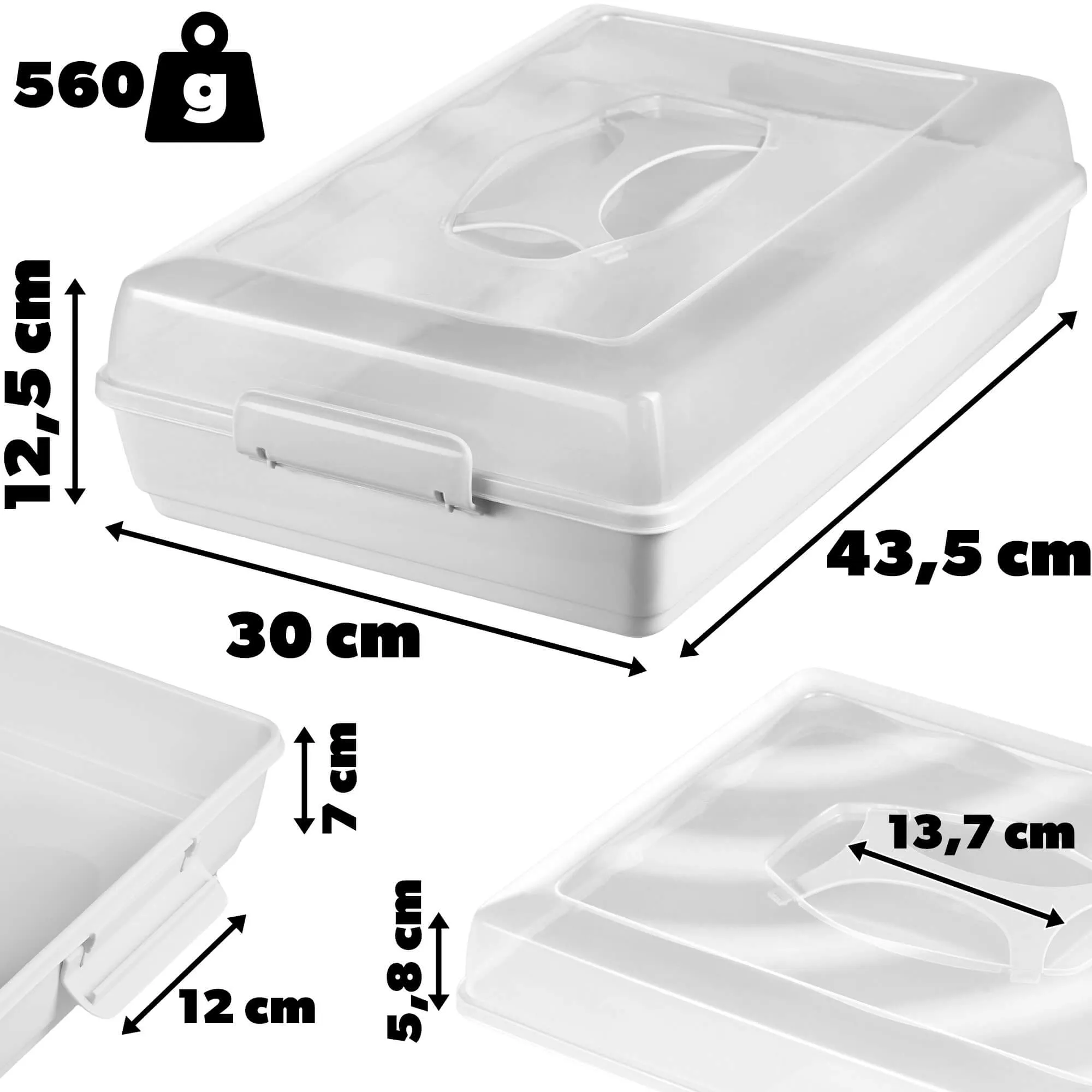 Ovada torto indas su dangteliu ir įdėklu, 43×30 cm, pilkas