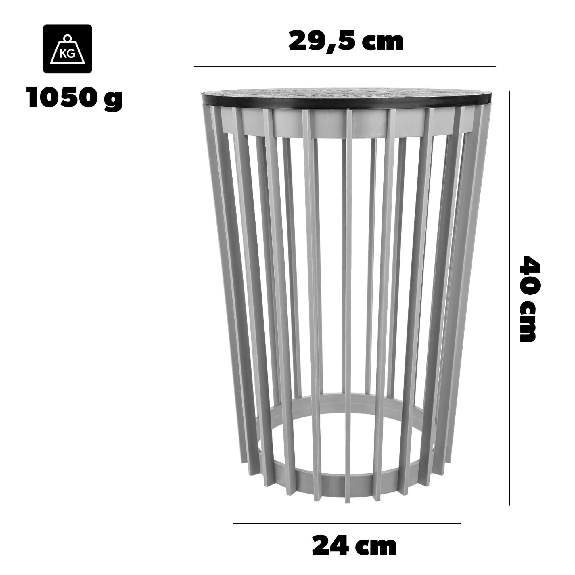 Aytre dvipusis augalų stovas 40 cm platinos spalvos + juodas stalviršis