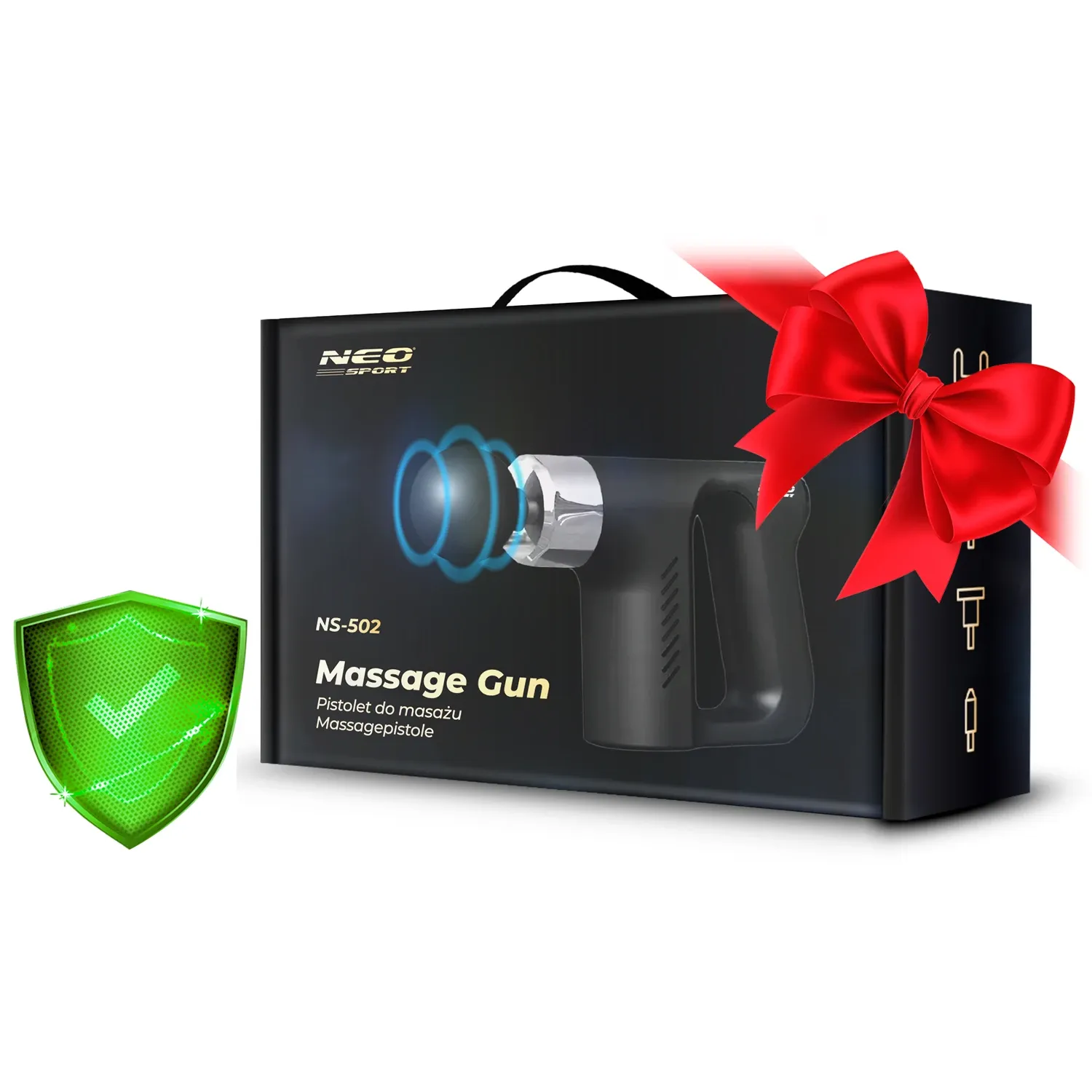 Kūno masažo pistoletas 5 antgaliai NS-502 Neo-sport juodas - nuotrauka 1