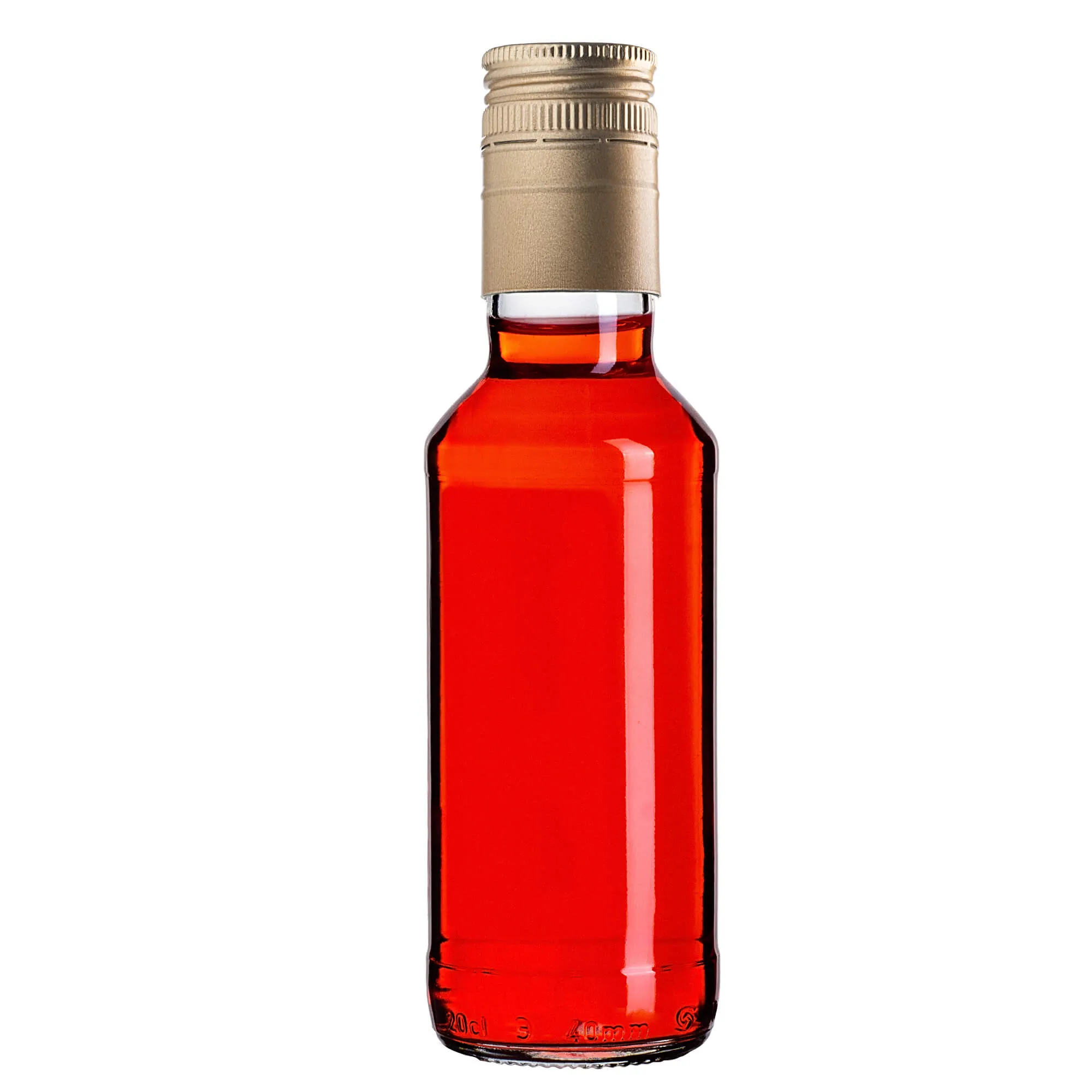 Monopol stikliniai buteliai 200 ml su ilgu auksiniu dangteliu, 100 vnt.