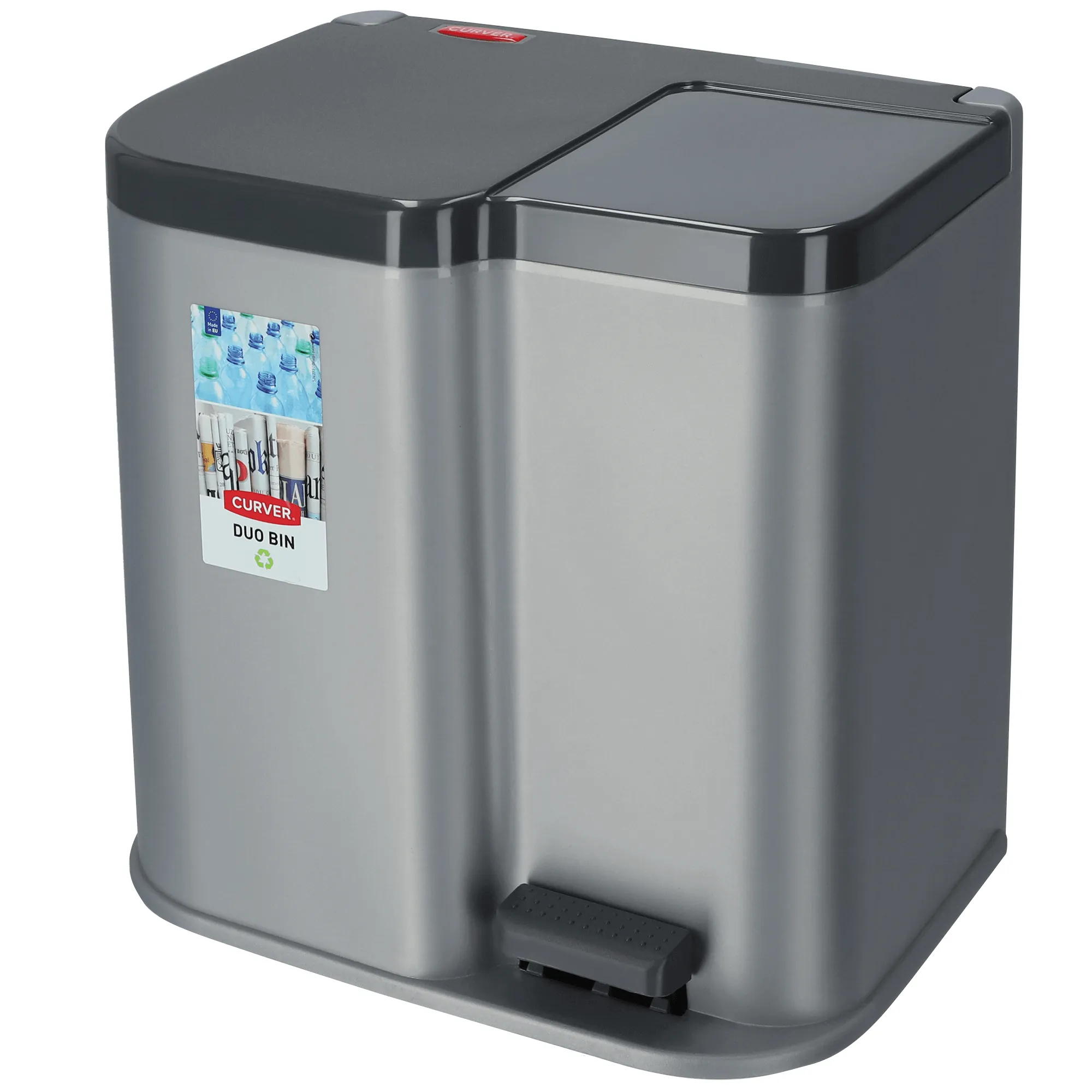 Curver Duo Pedalbin 21L atliekų rūšiavimo dėžė, pilka