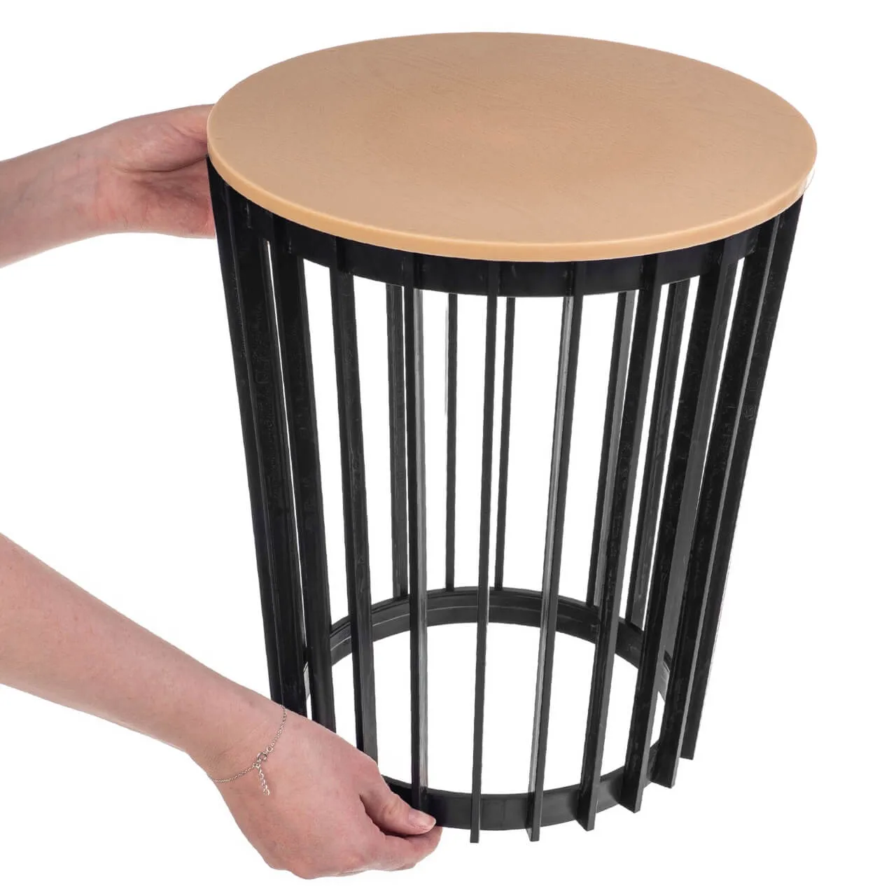 Aytre dvipusis augalų stovas 40 cm juodas + natūralaus medžio stalviršis