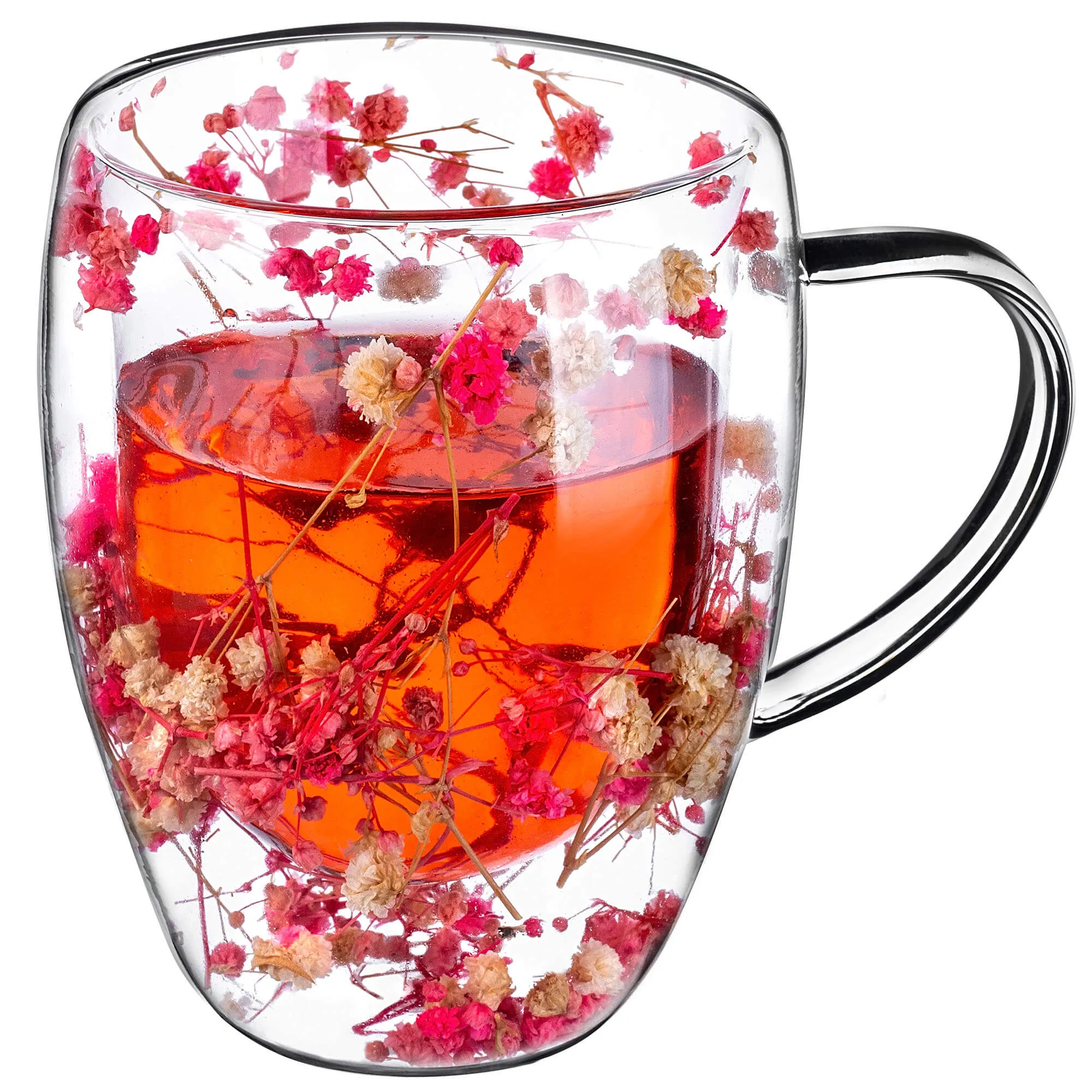 Terminis puodelis su gėlių motyvu „Riga“, 350 ml, rožinis, 4 vnt.