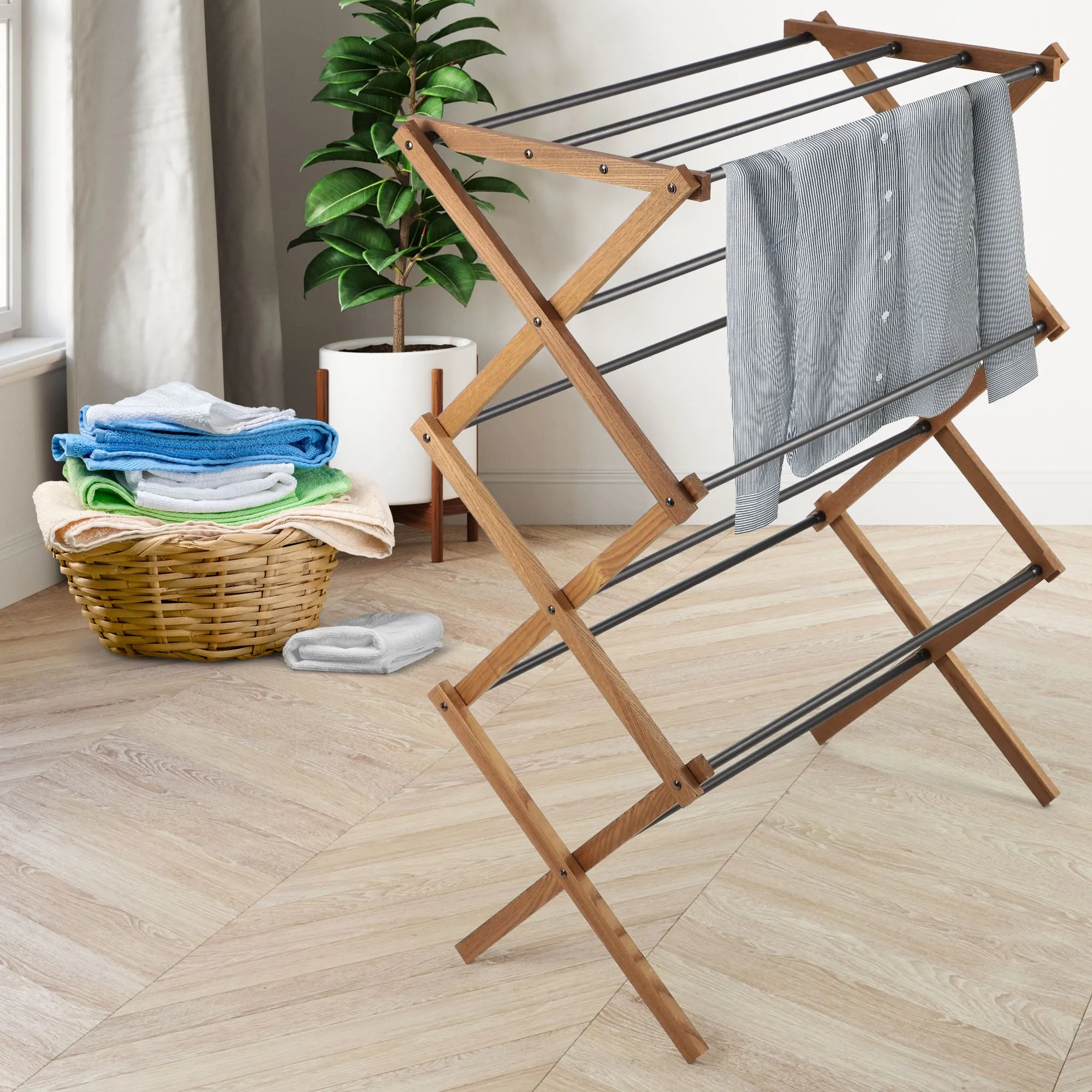 Ferrara medinė džiovyklė su plieniniais strypais, 60 cm