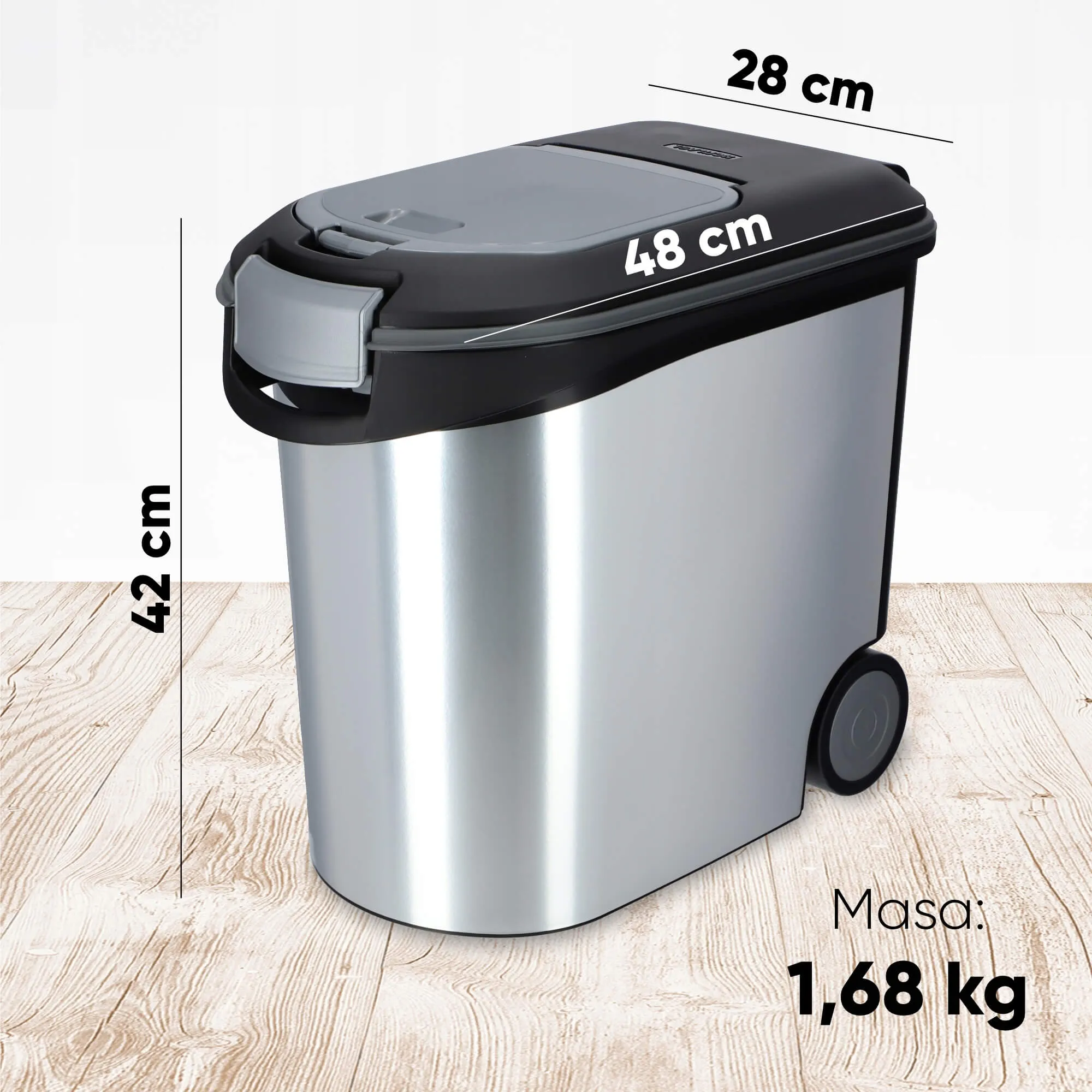 Curver 35 l naminių gyvūnėlių ėdalo konteineris, sidabrinis