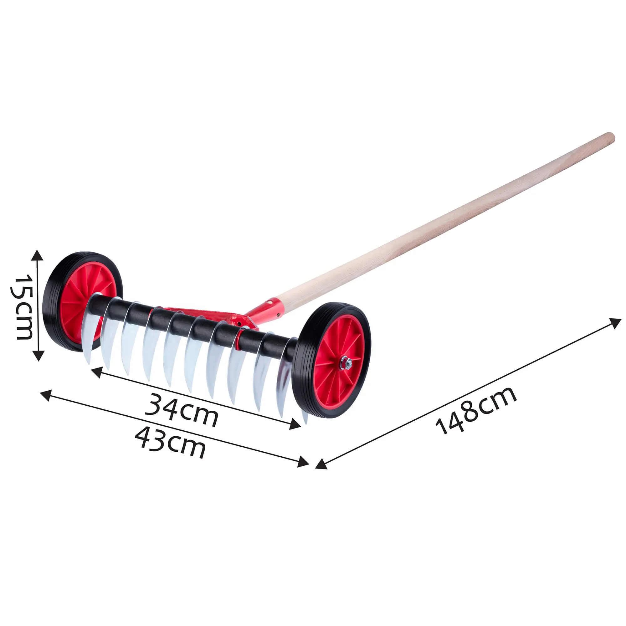 Cannai aeratorius ant ratų 148 x 43 cm, raudonas