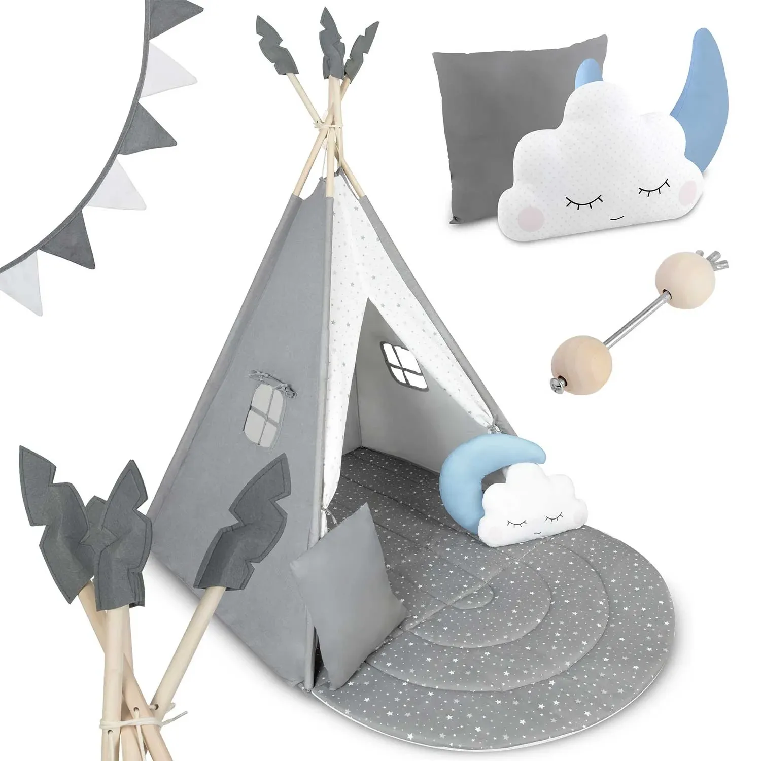 NK-406 Nukido tipi palapinė vaikams - pilka - nuotrauka 1