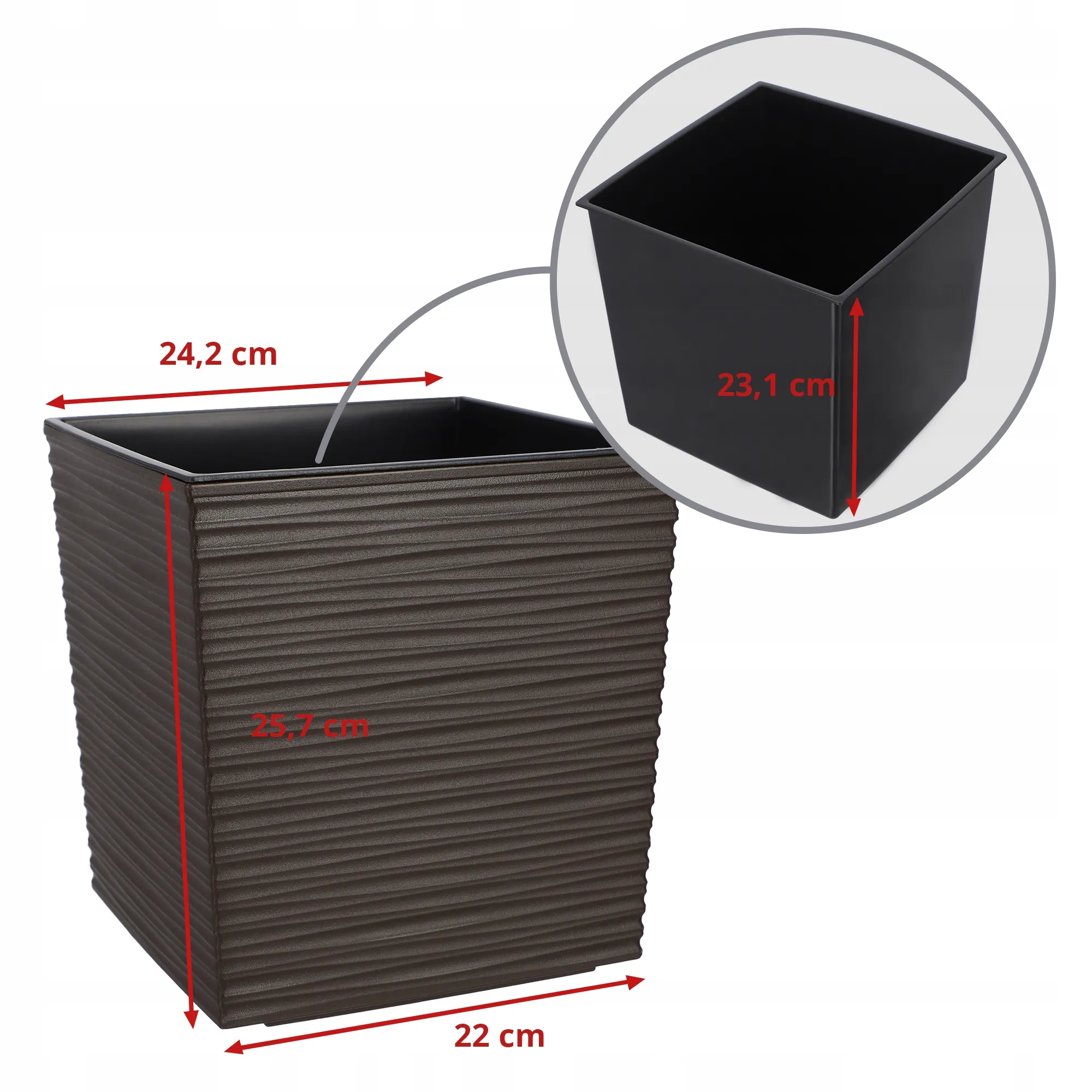 Tres gėlių vazonas su kaltu įdėklu 25 cm