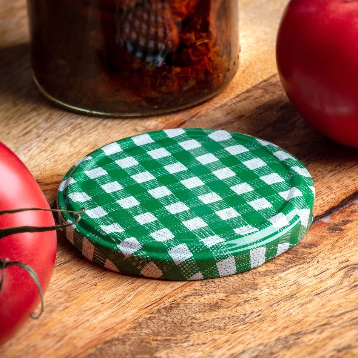 Jukka konservavimo stiklainiai 720 ml, 24 vnt., 82 mm + žalios grotelės dangteliuose