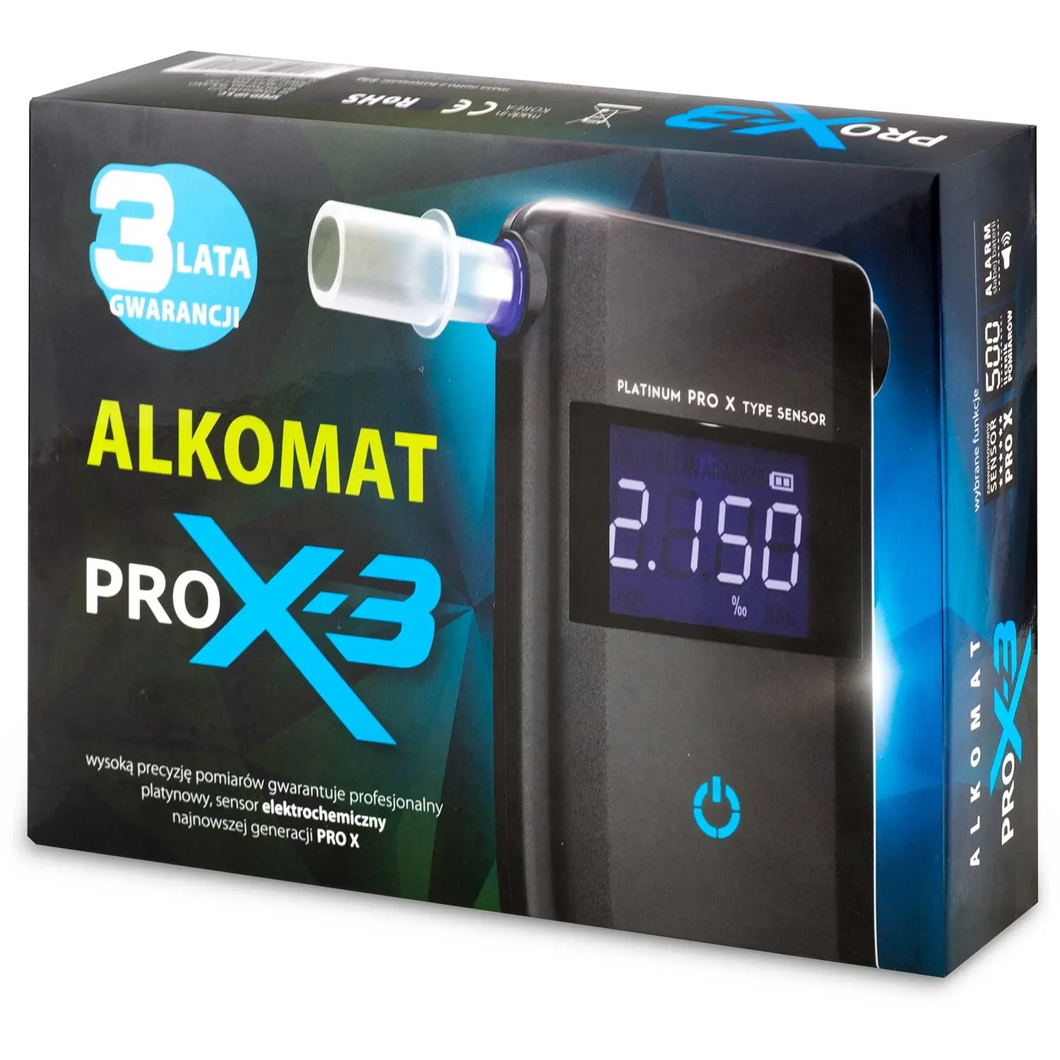 „AlcoForce PRO X-3“ elektrocheminis alkotesteris - nuotrauka 1