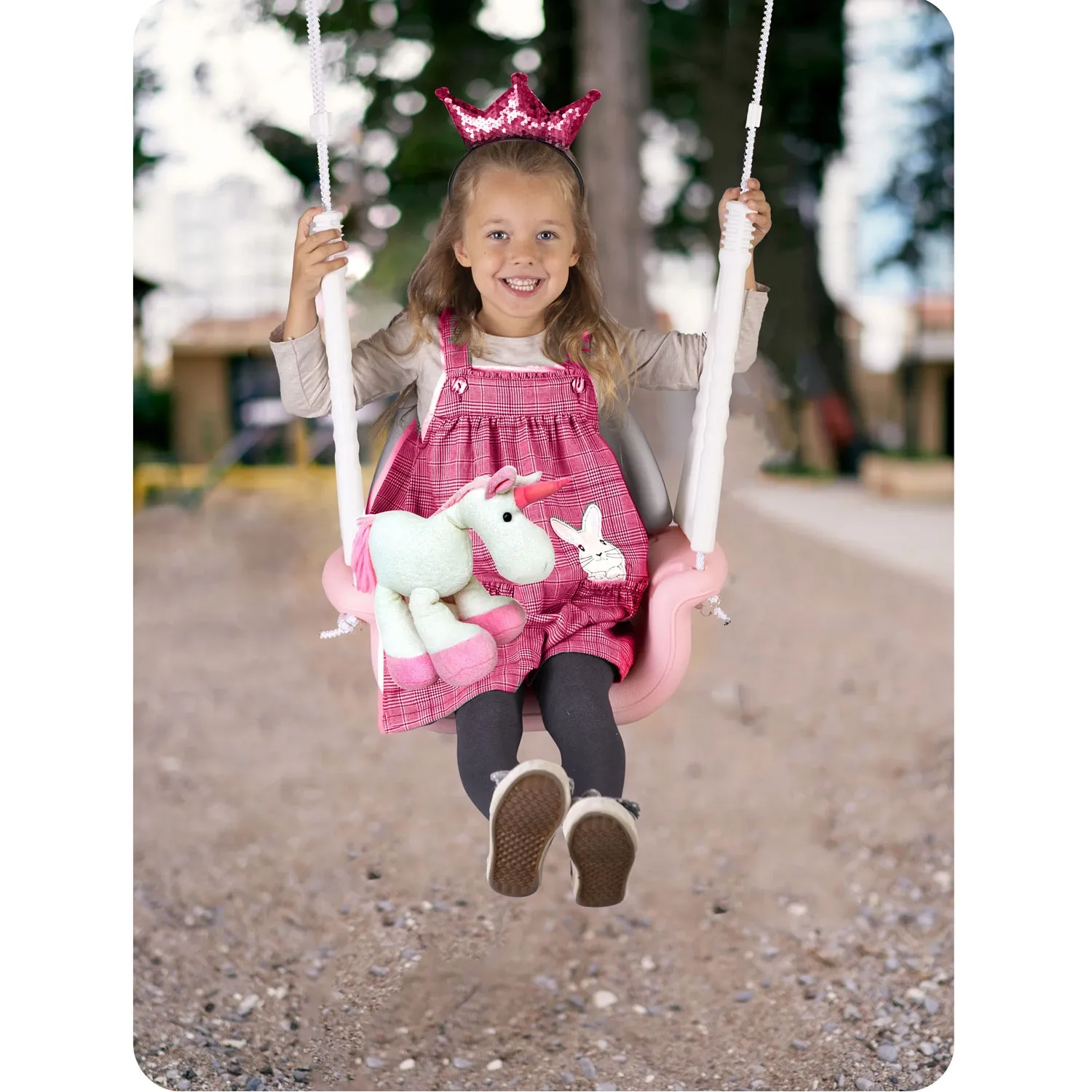 Ricokids 3 viename meškiuko kibirėlio sūpynės, rožinės - nuotrauka 1