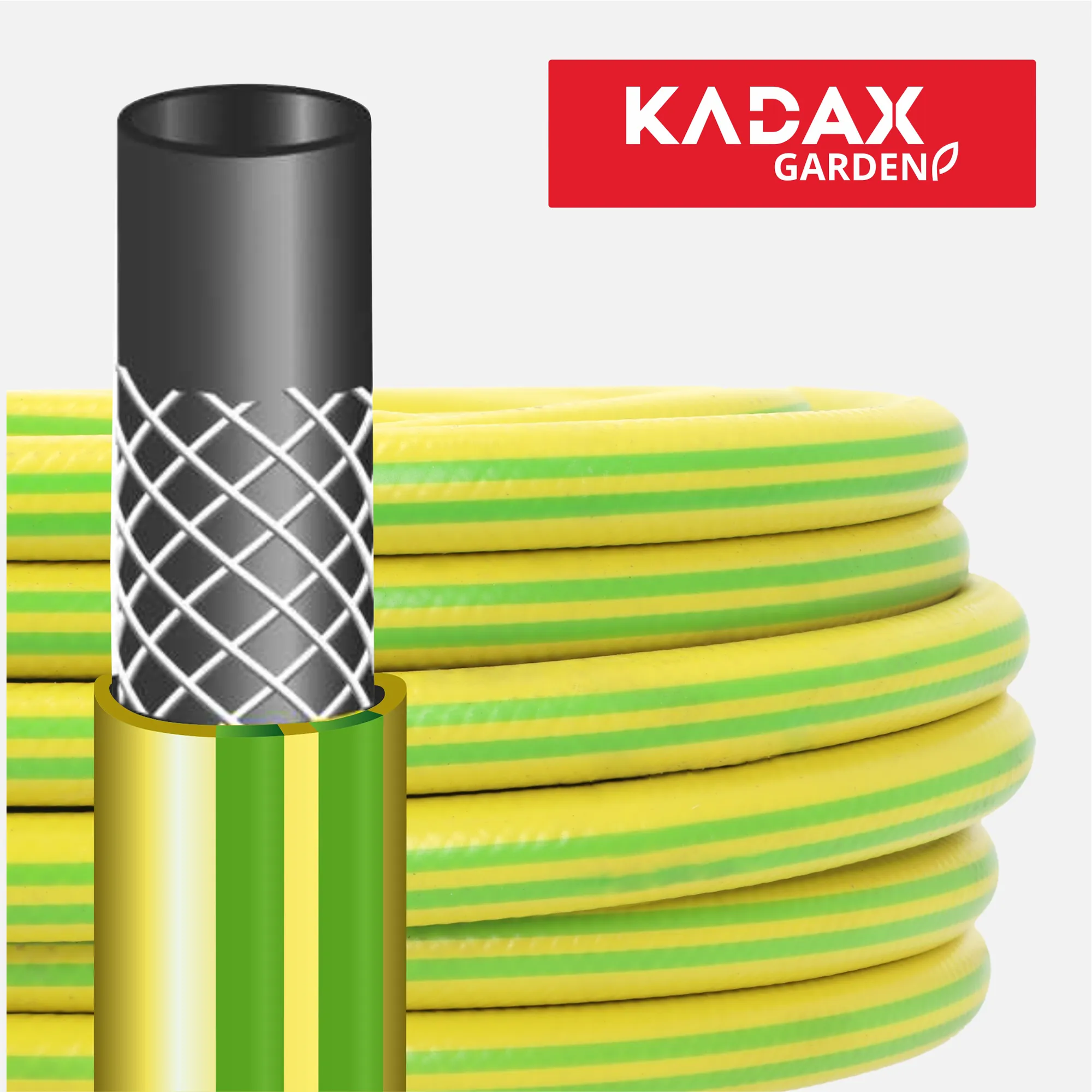 20 m 1/2 colio sodo žarna, žalia ir geltona