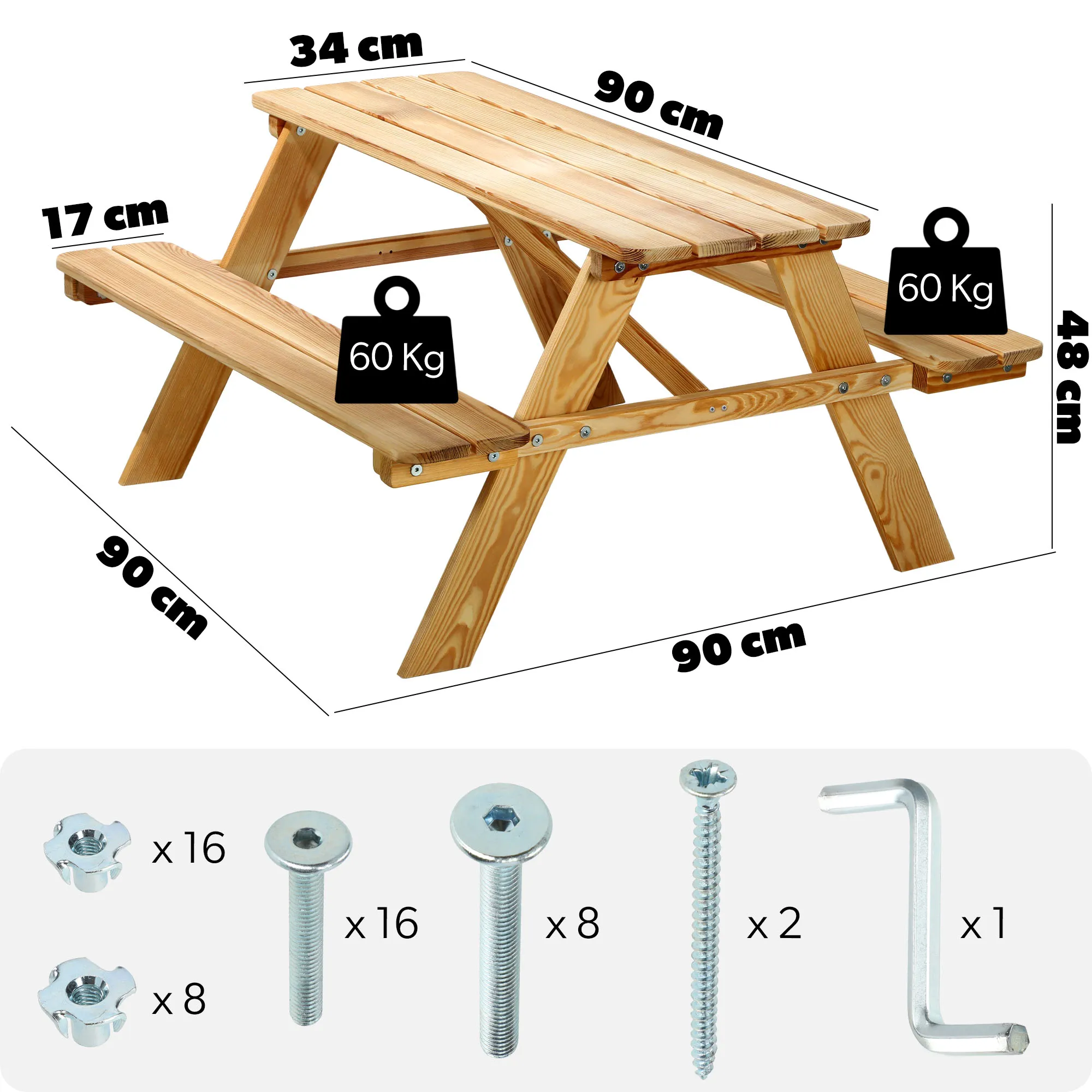 „Molere“ vaikų pikniko rinkinys, natūralus vaikų stalas