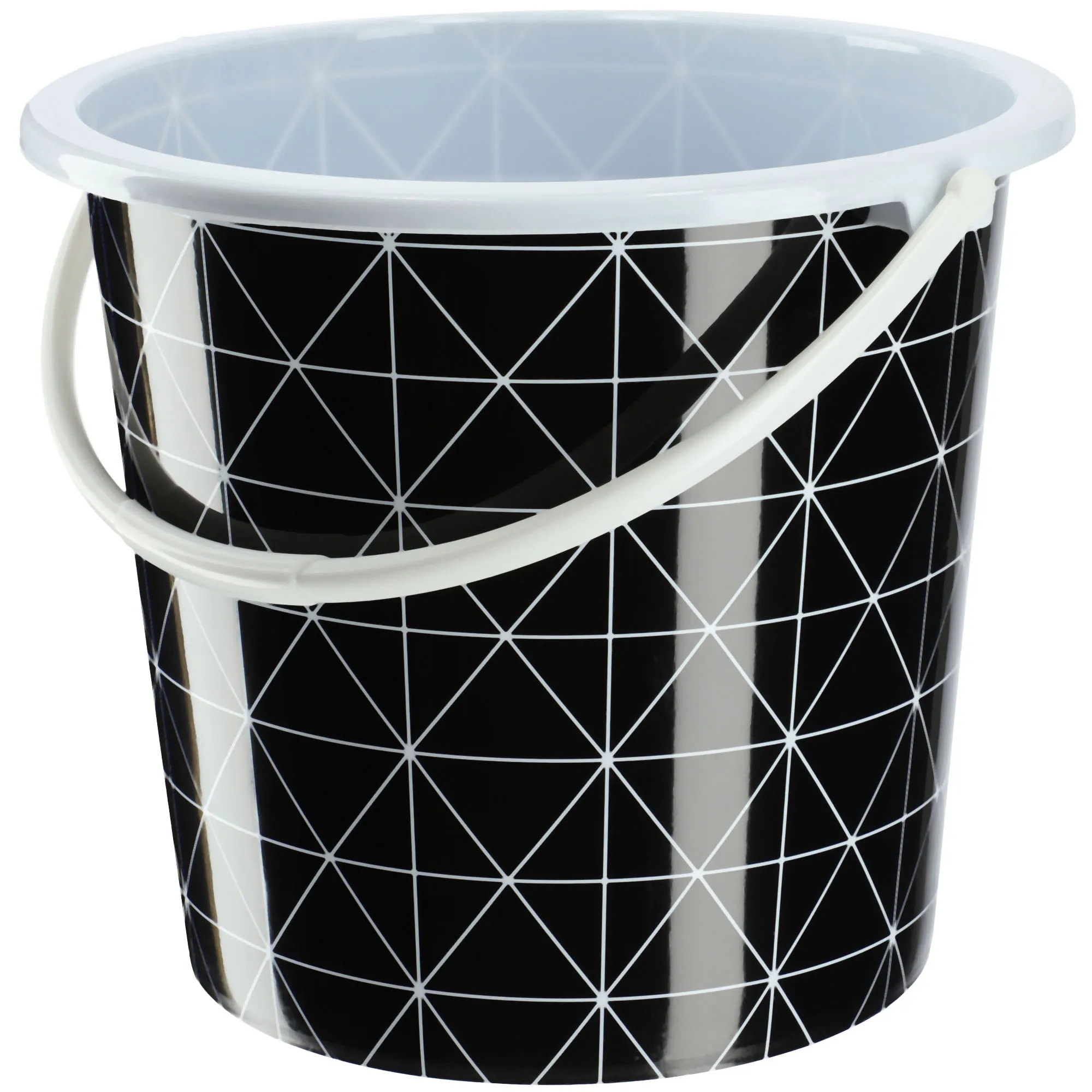 Ars 10 l plastikinis kibiras, juodas su trikampiais