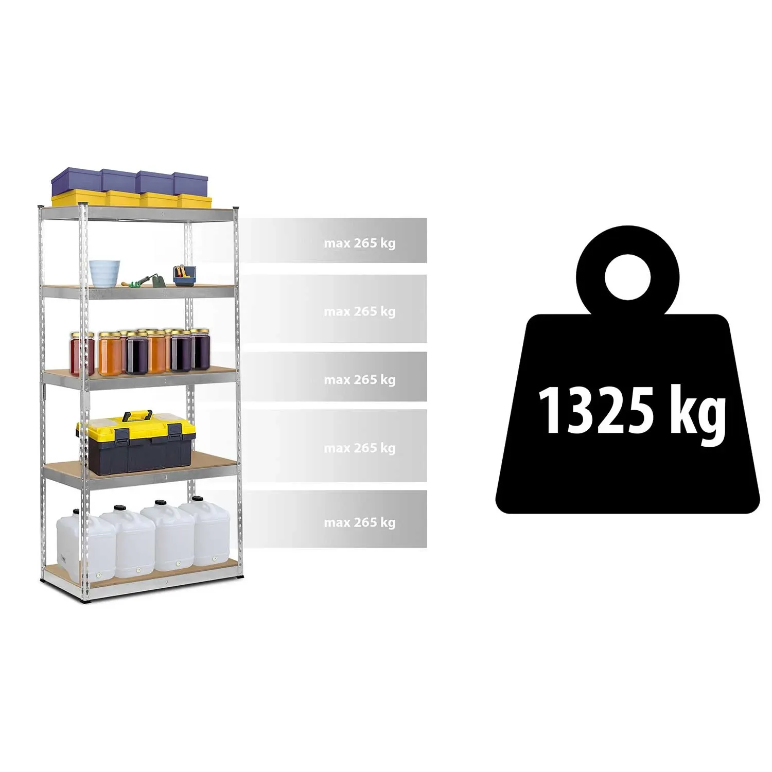 Metalinė daiktų laikymo lentyna 183 x 90 x 45 cm Humberg HR-700 sidabrinė - nuotrauka 1