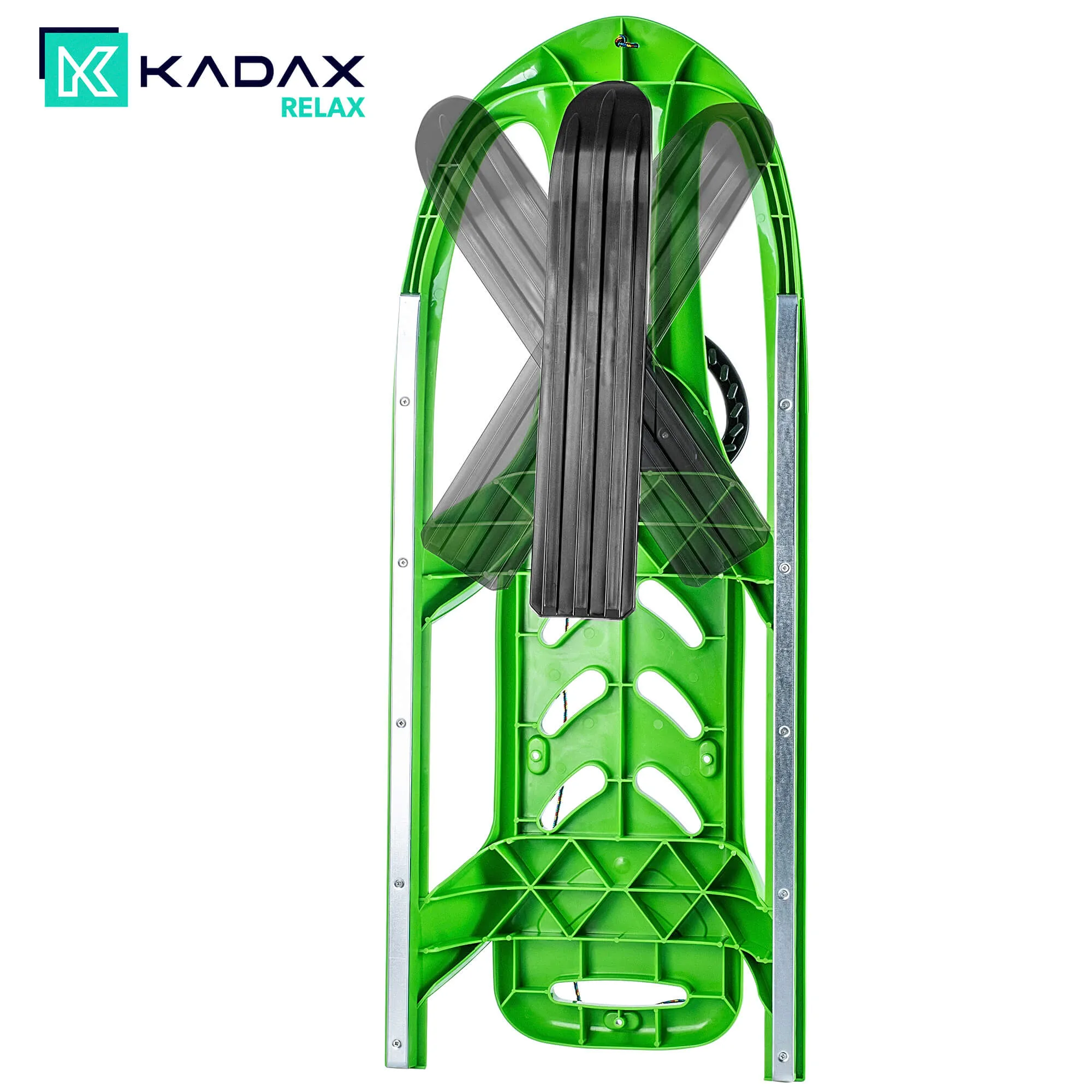 Plastikinės rogės su vairu ir garso signalu, žalios