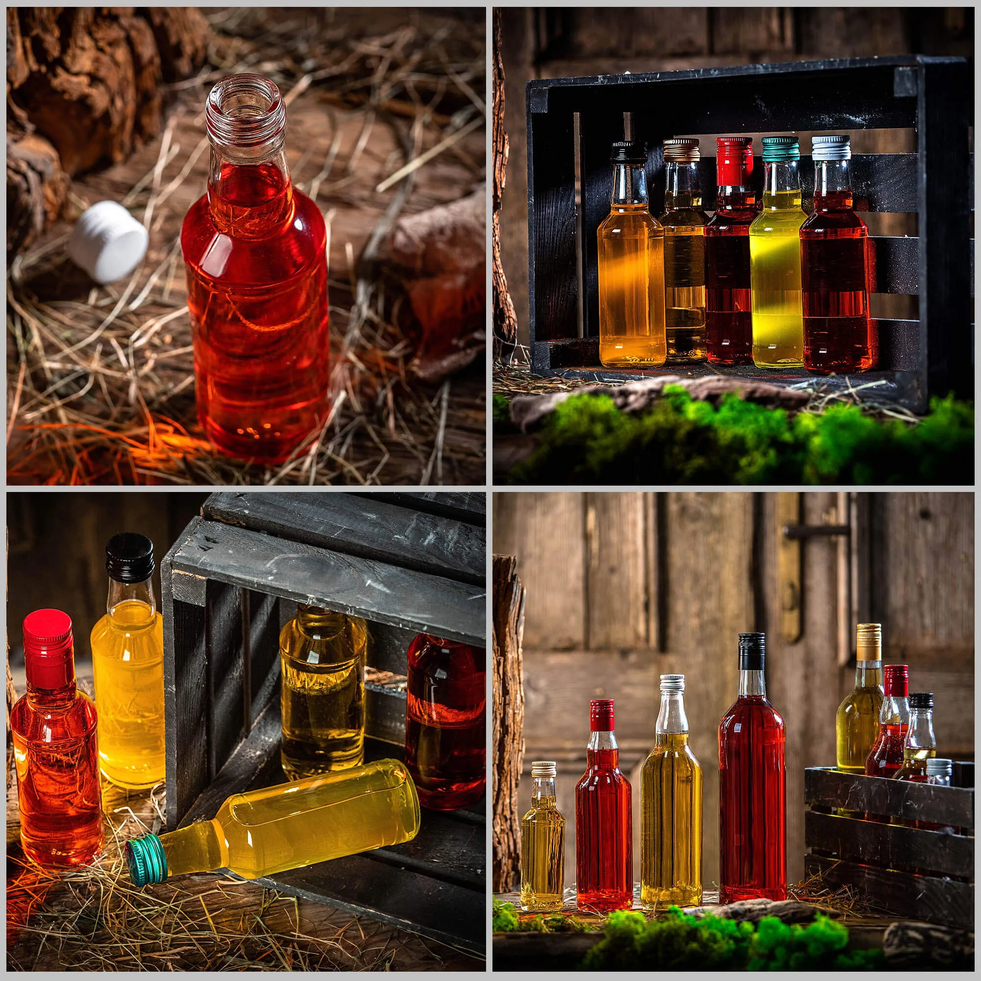 Monopol stikliniai buteliai 200 ml su ilgu auksiniu dangteliu, 100 vnt.