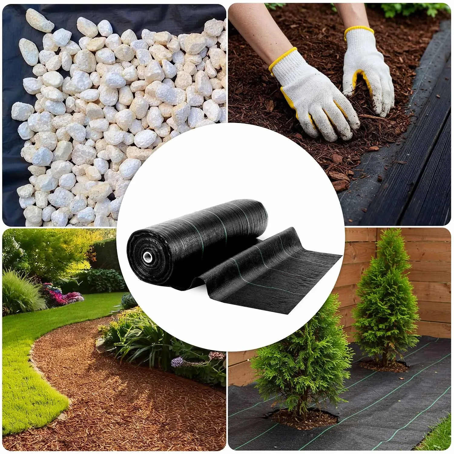 Sodo agrotekstilė 1,6 m x 100 m 90 g/m2 + 100 „Plonos“ smeigtukų - juoda - nuotrauka 1