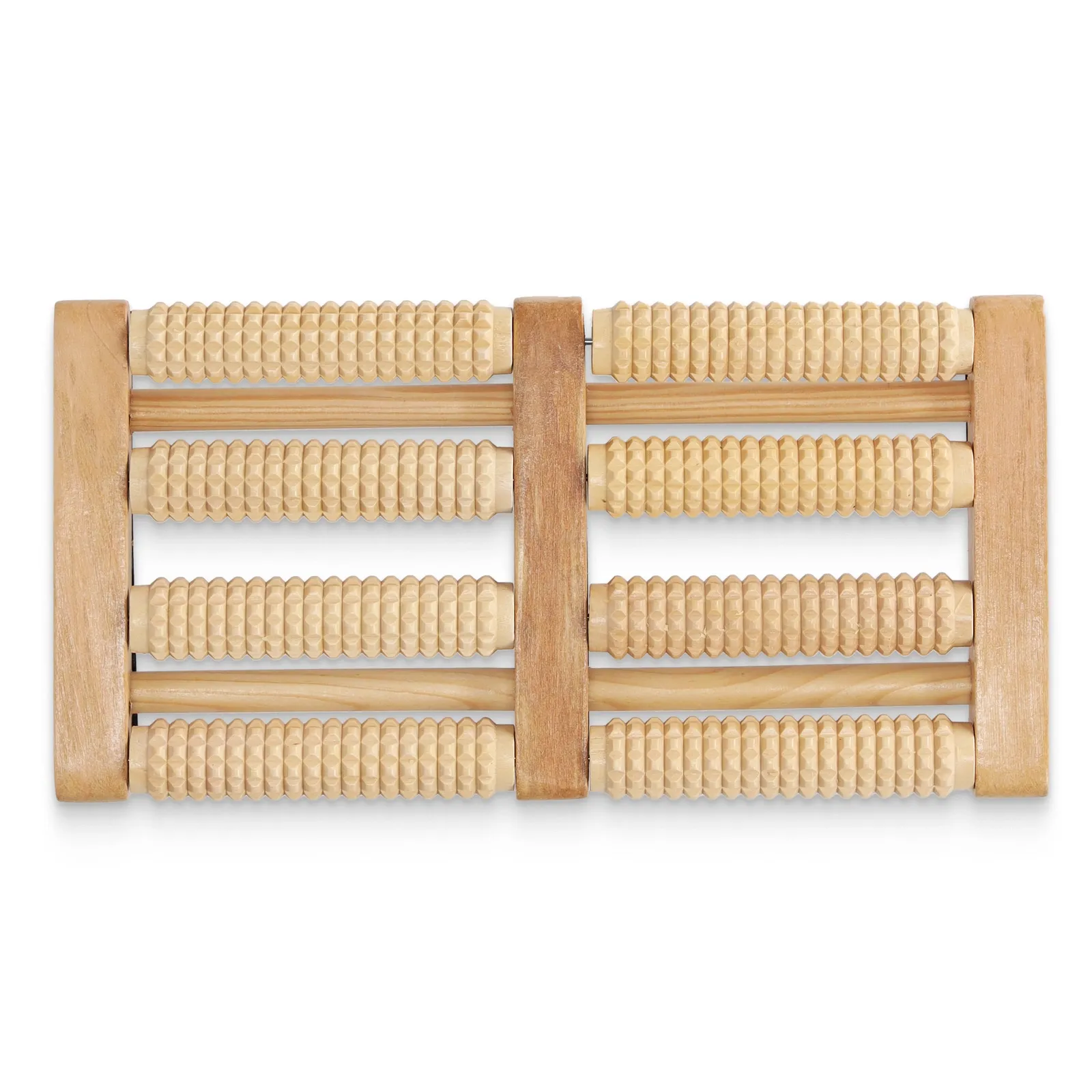 Dvigubas medinis pėdų masažo volelis