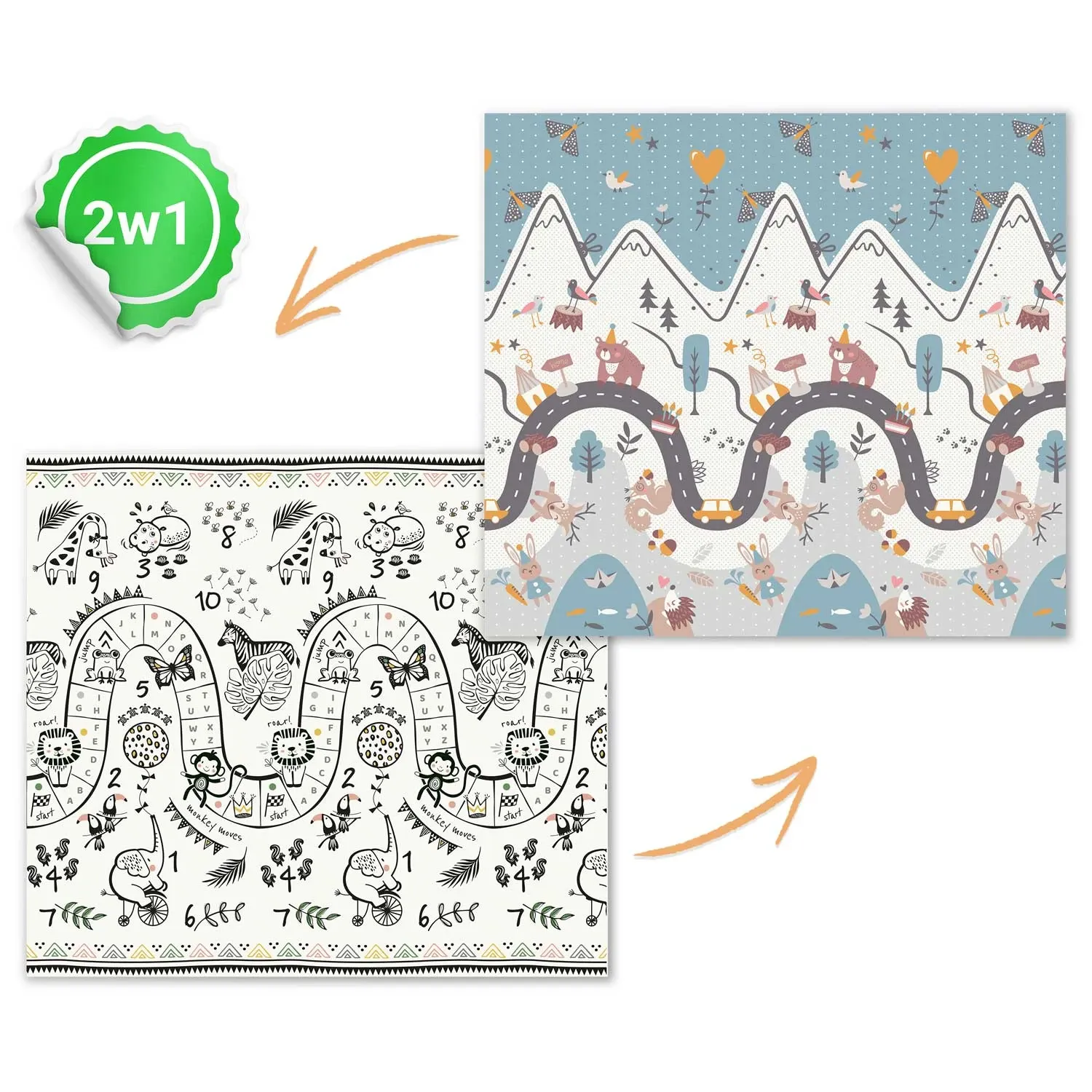 Sulankstomas edukacinis putplasčio kilimėlis 200 x 180 x 1 cm Nukido NK-340 - nuotrauka 1