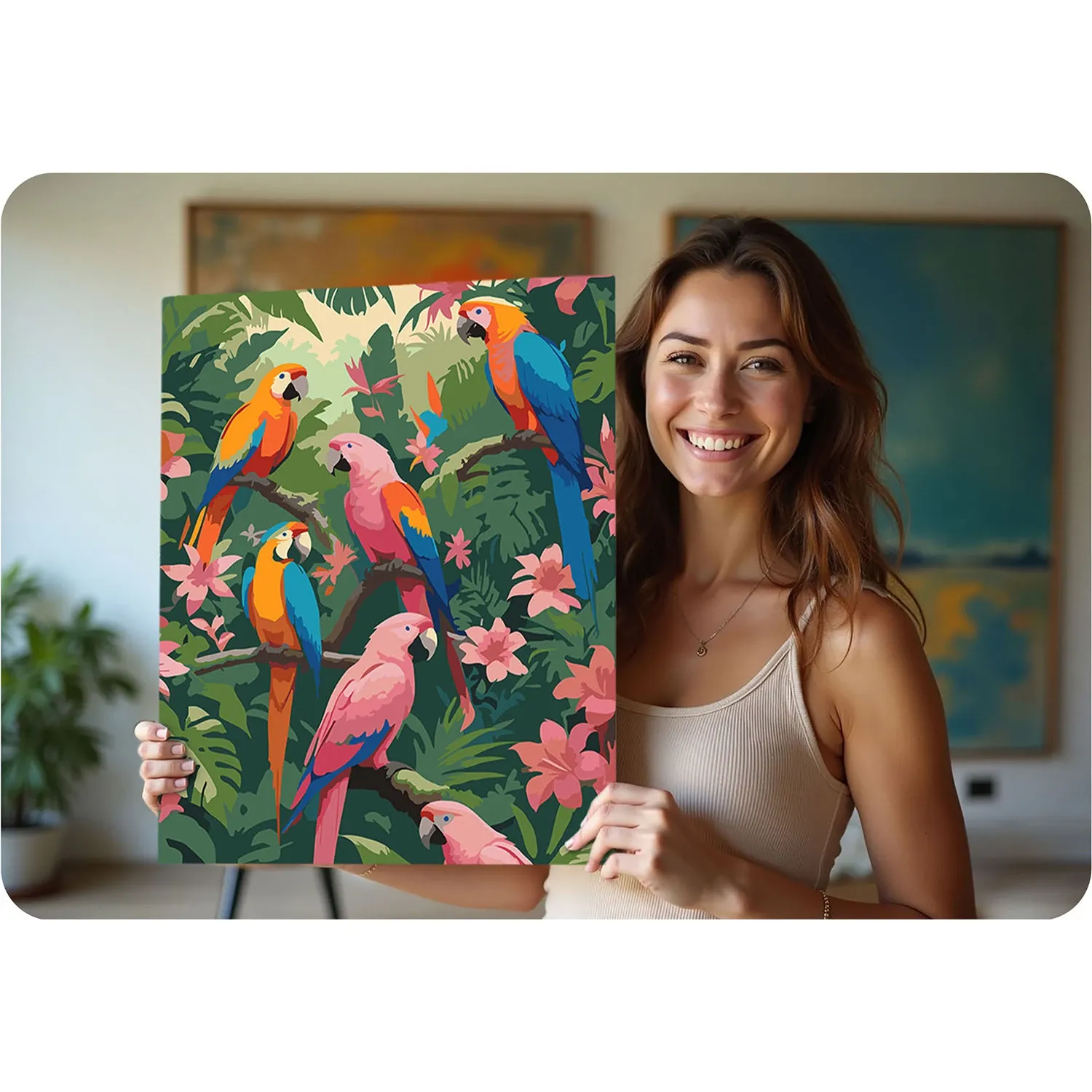 Paveikslas tapyti pagal skaičius 40x50 cm Massido Papugi - nuotrauka 1