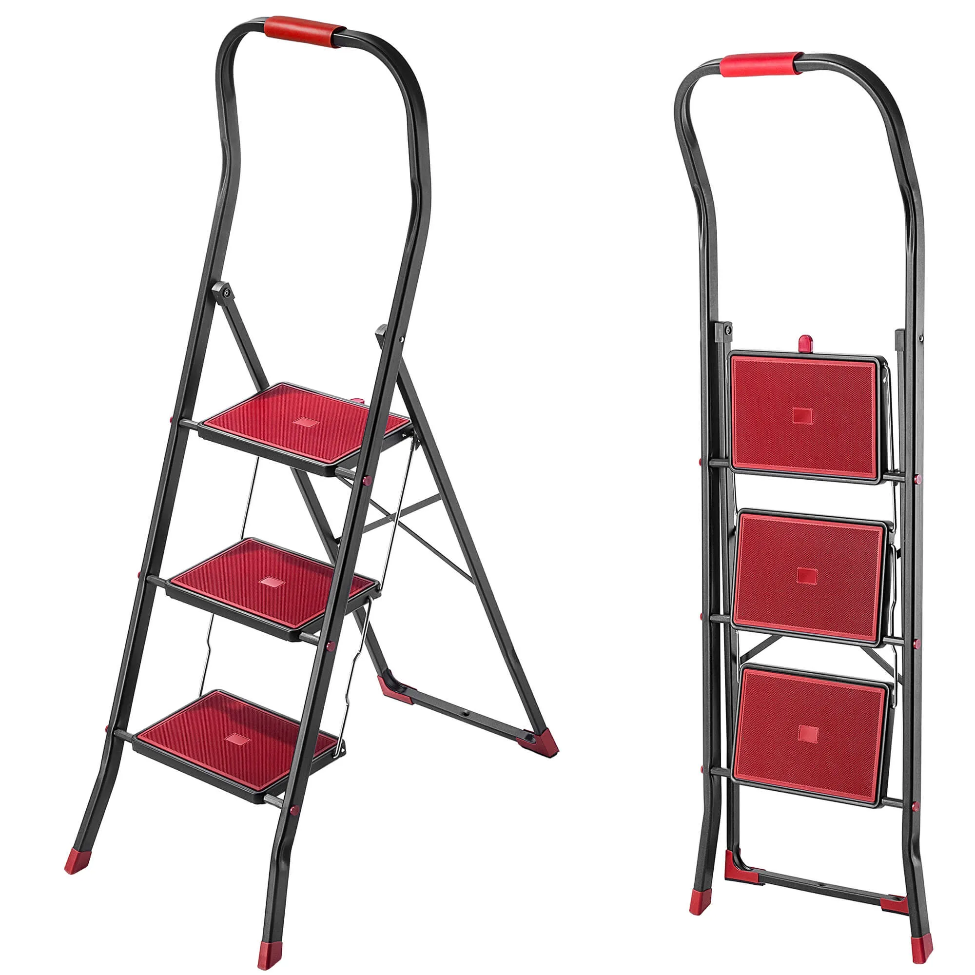 Oulu plieninės kopėčios su platforma, 3 pakopų, 150 kg