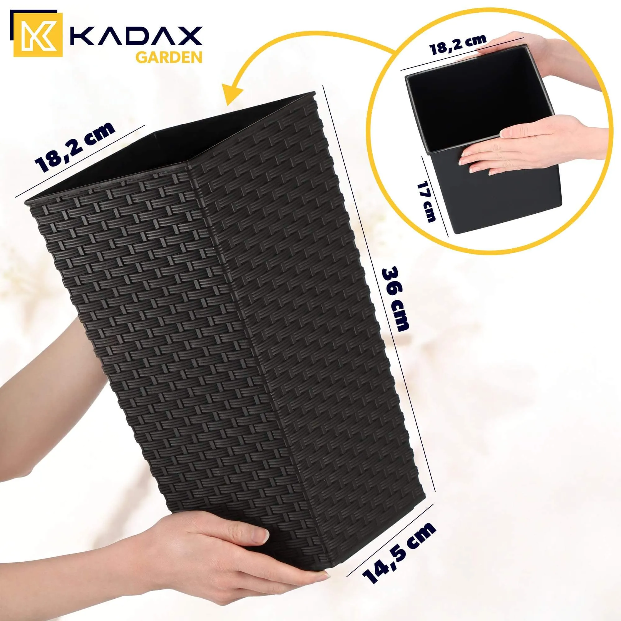 Pesaro rotango gėlių vazonas su įdėklu