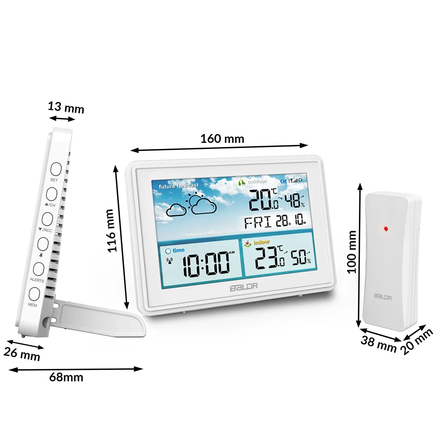 Meteorologinė stotelė su ekranu BD-909, balta - nuotrauka 1