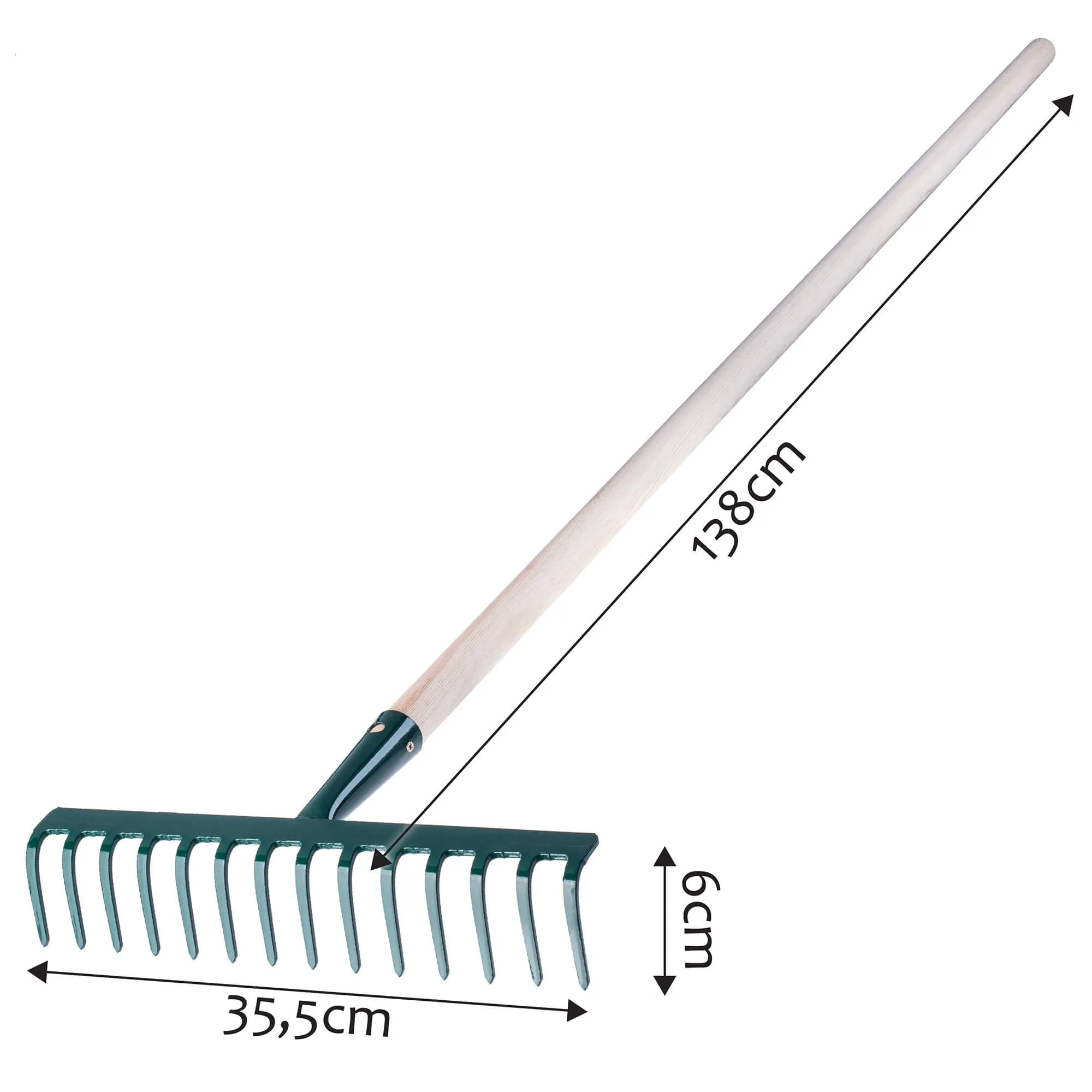 Vagen metalinis grėblys 138 x 35 cm, žalias