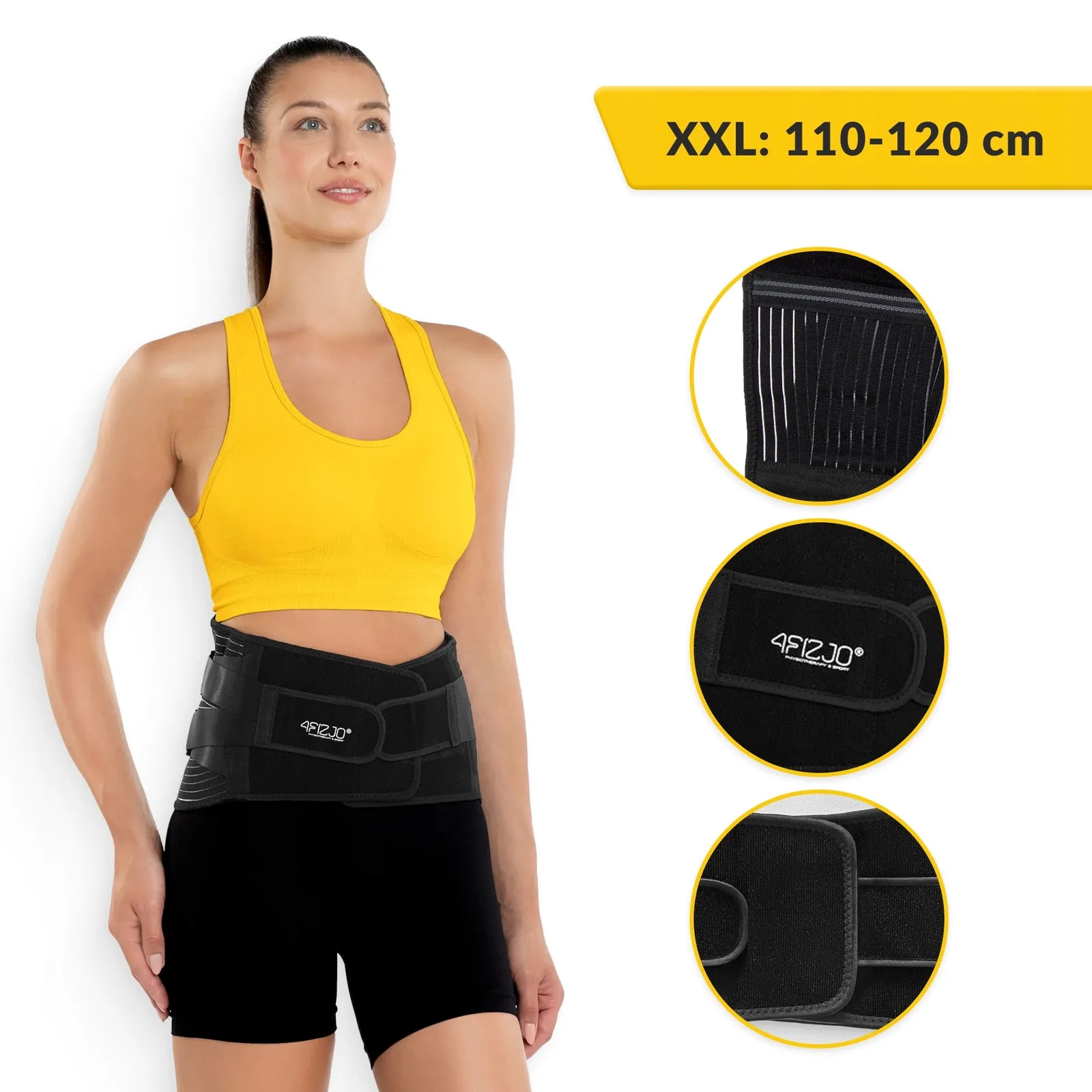 XXL dydžio juodos spalvos ortopedinis diržas juosmens stuburui