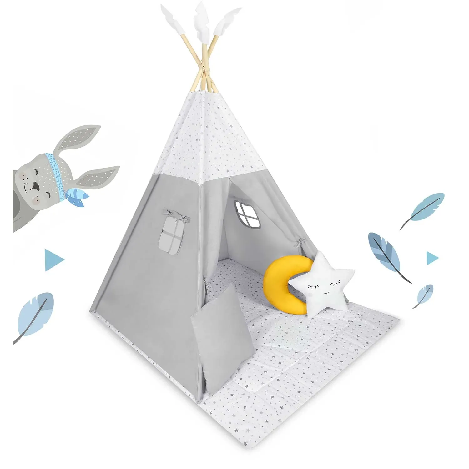 NK-406 Nukido vaikiška tipi palapinė - šviesiai pilka - nuotrauka 1