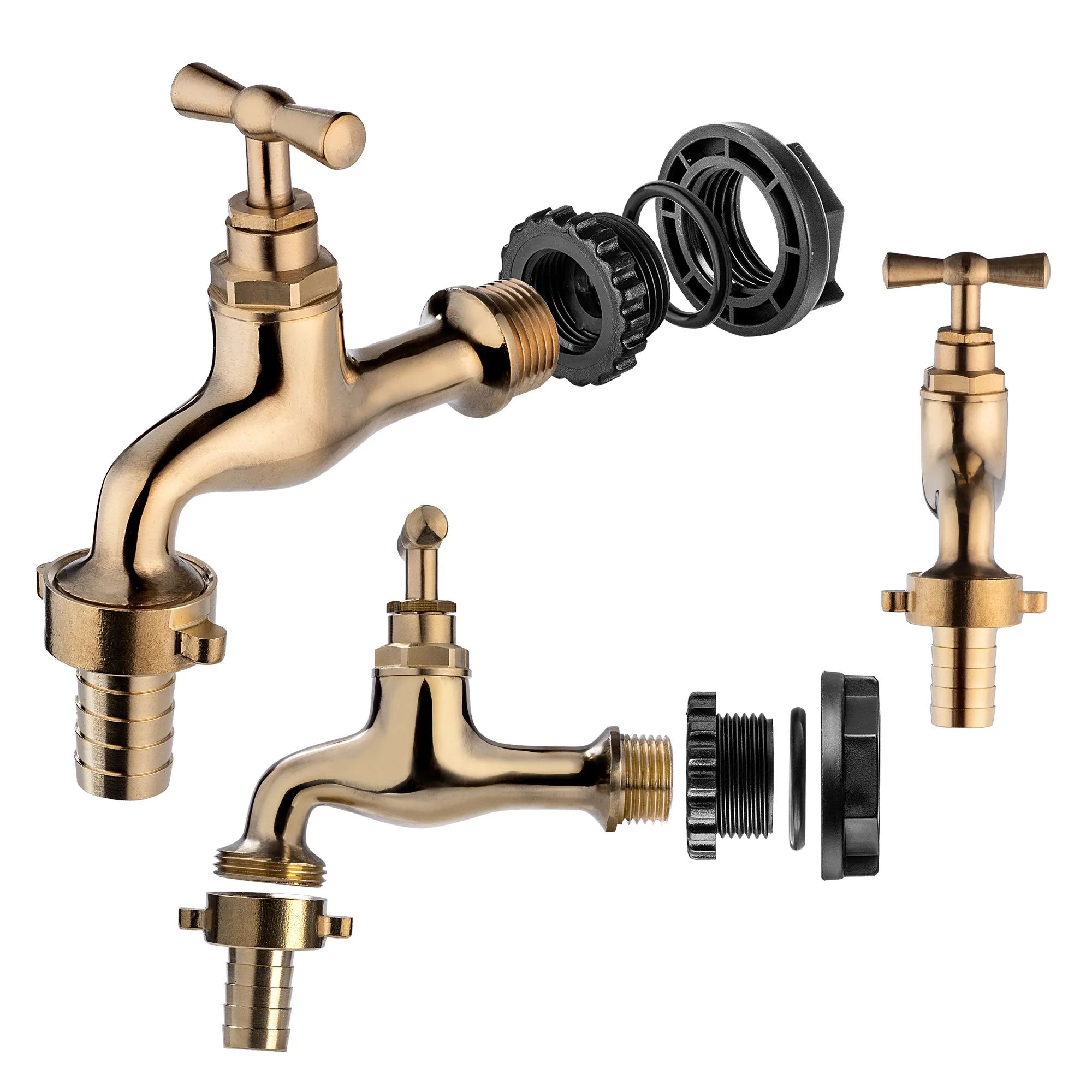 1/2 colio lietaus vandens rezervuaro čiaupas su 3/4 colio adapteriu, auksinis