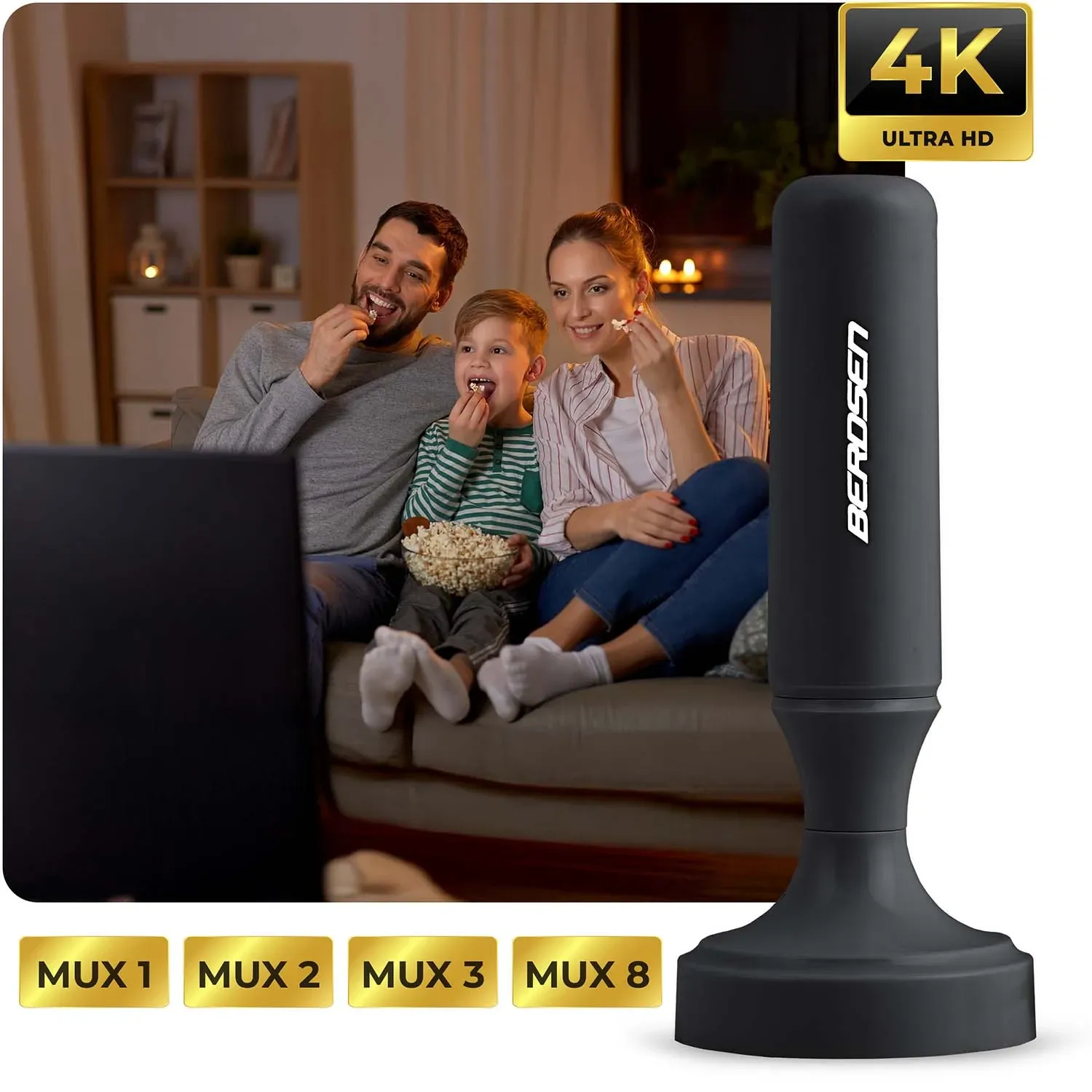 „Berdsen BD-956“ 360 laipsnių televizoriaus „Ultra HD 4K“ vidaus antena, juoda - nuotrauka 1