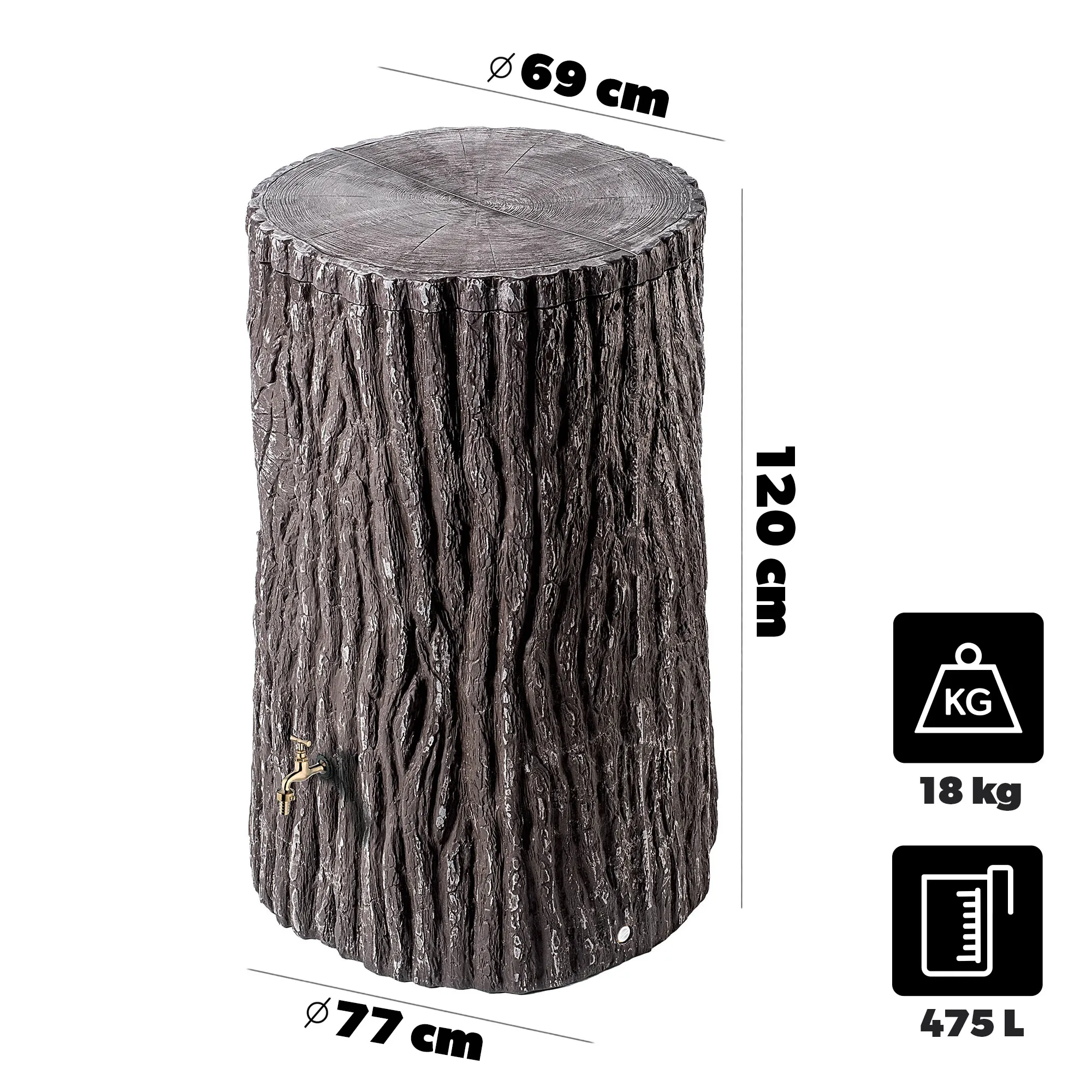 „Runco“ 475 l lietaus vandens bakas su prijungimo komplektu