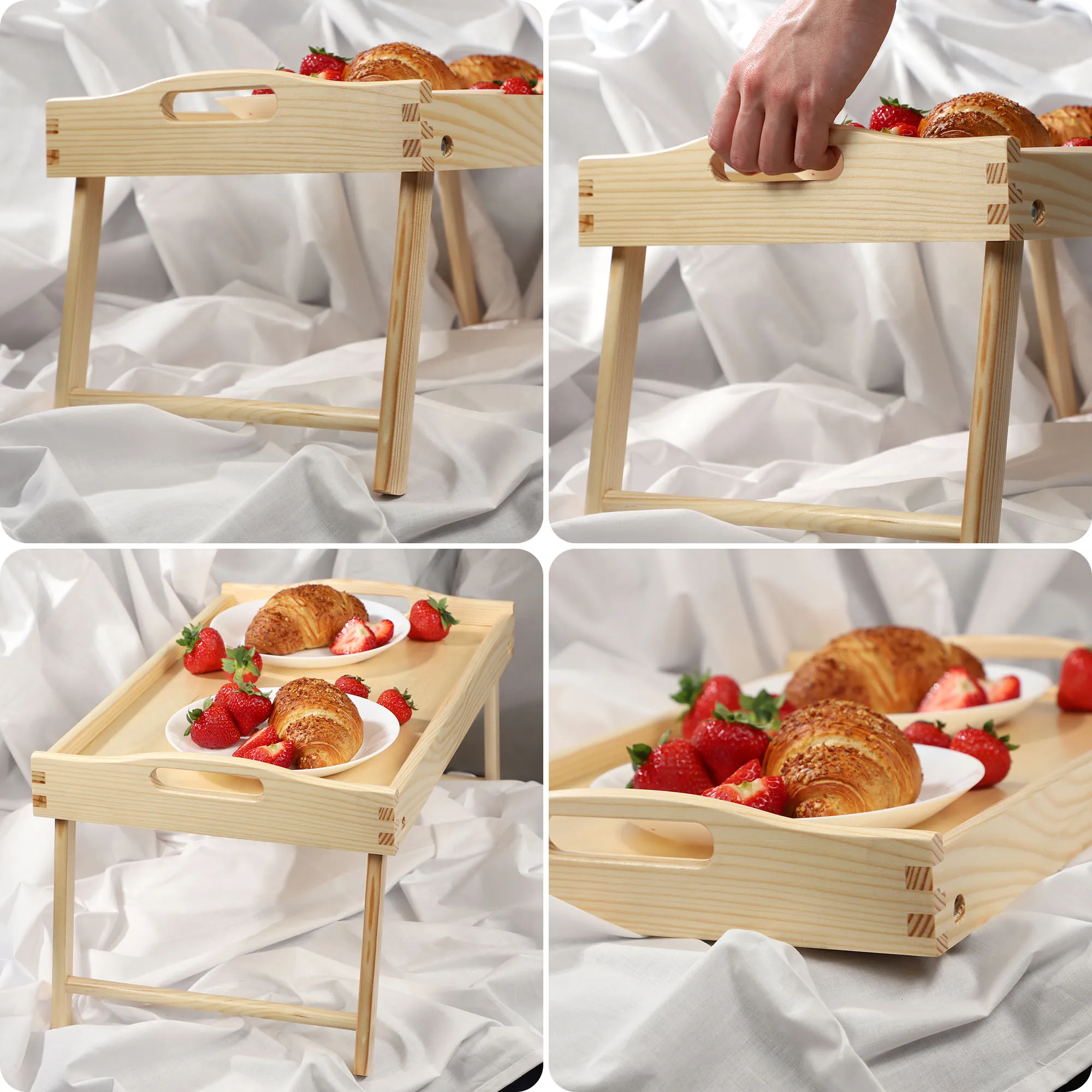 „Solia“ pusryčių stalas, nešiojamam kompiuteriui, 50 cm, bespalvis