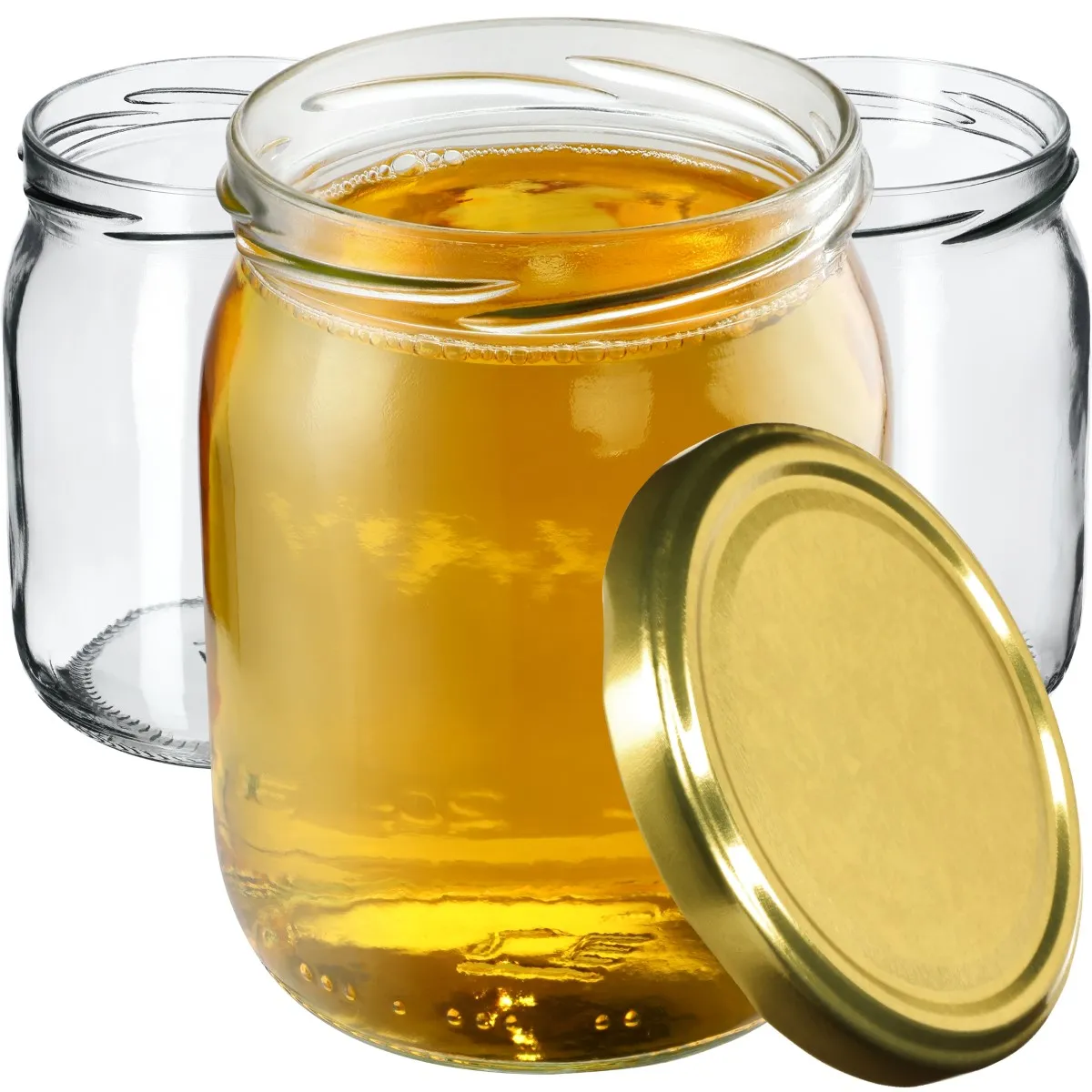 Senos indeliai 540 ml, 16 vnt., 82 mm + auksiniai dangteliai