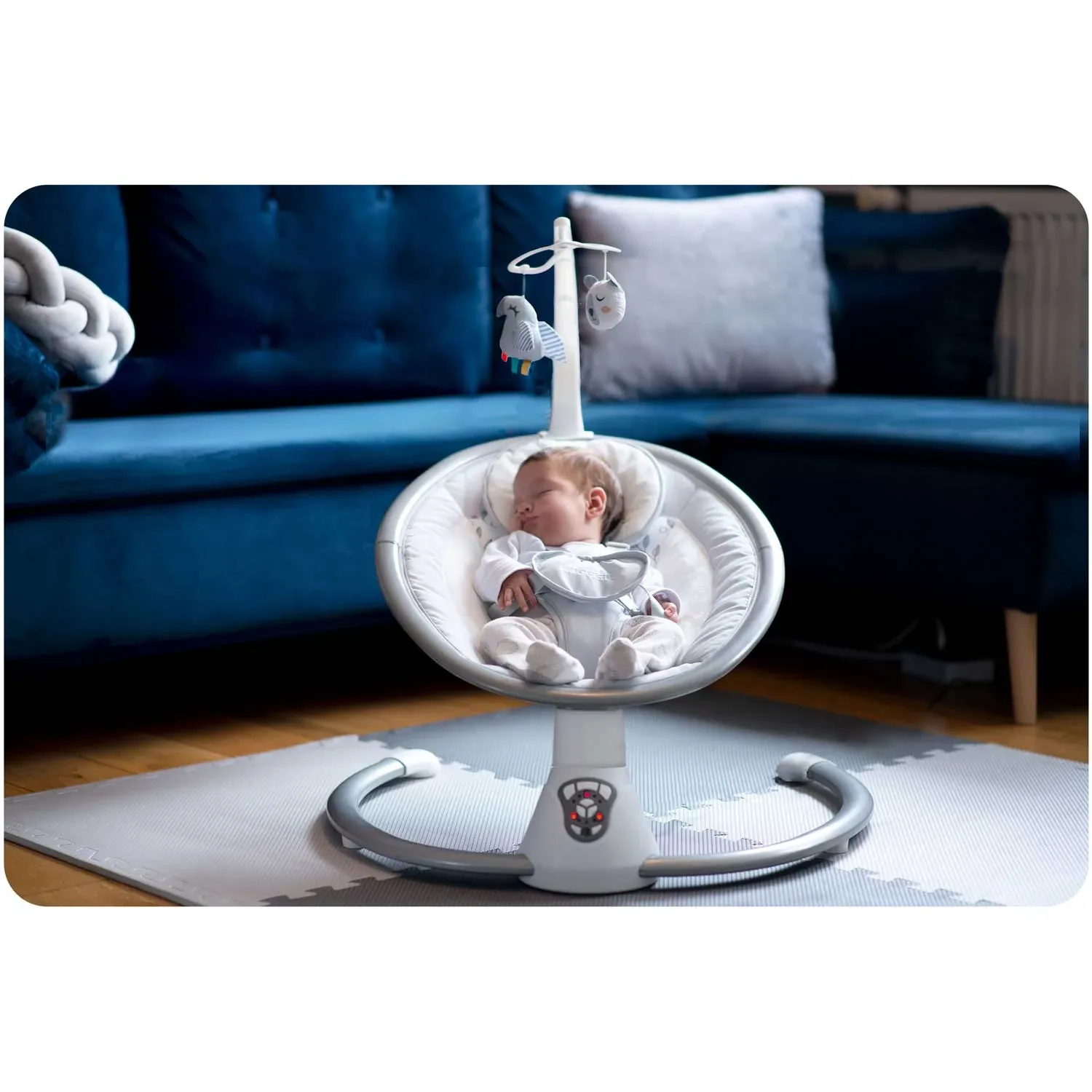 Daugiafunkcinė supamoji kėdė su automatiniu supamuoju mechanizmu, balta ir pilka Ricokids 705000 - nuotrauka 1