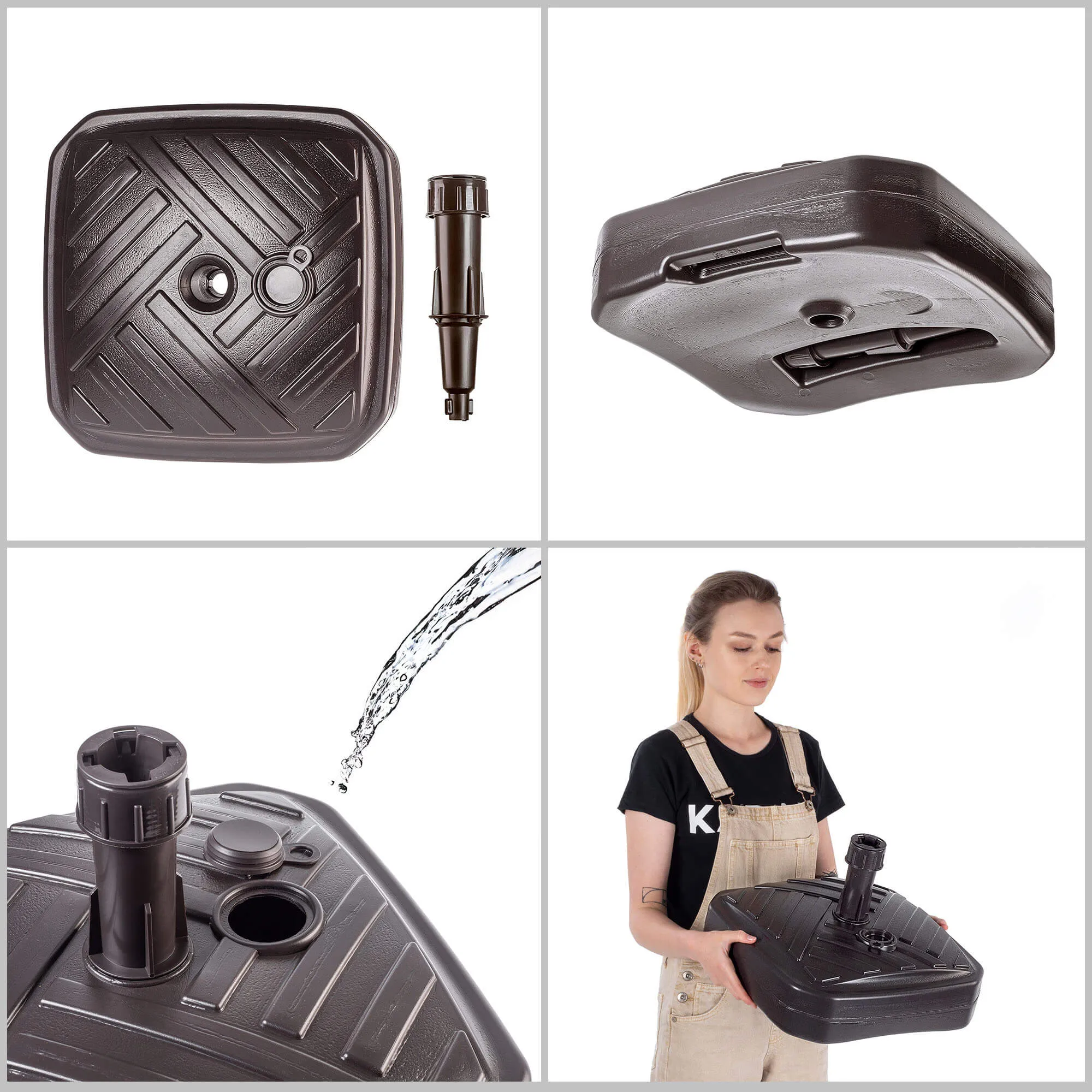 „Solero“ dryžuotas kvadratinis rudas sodo skėčio pagrindas