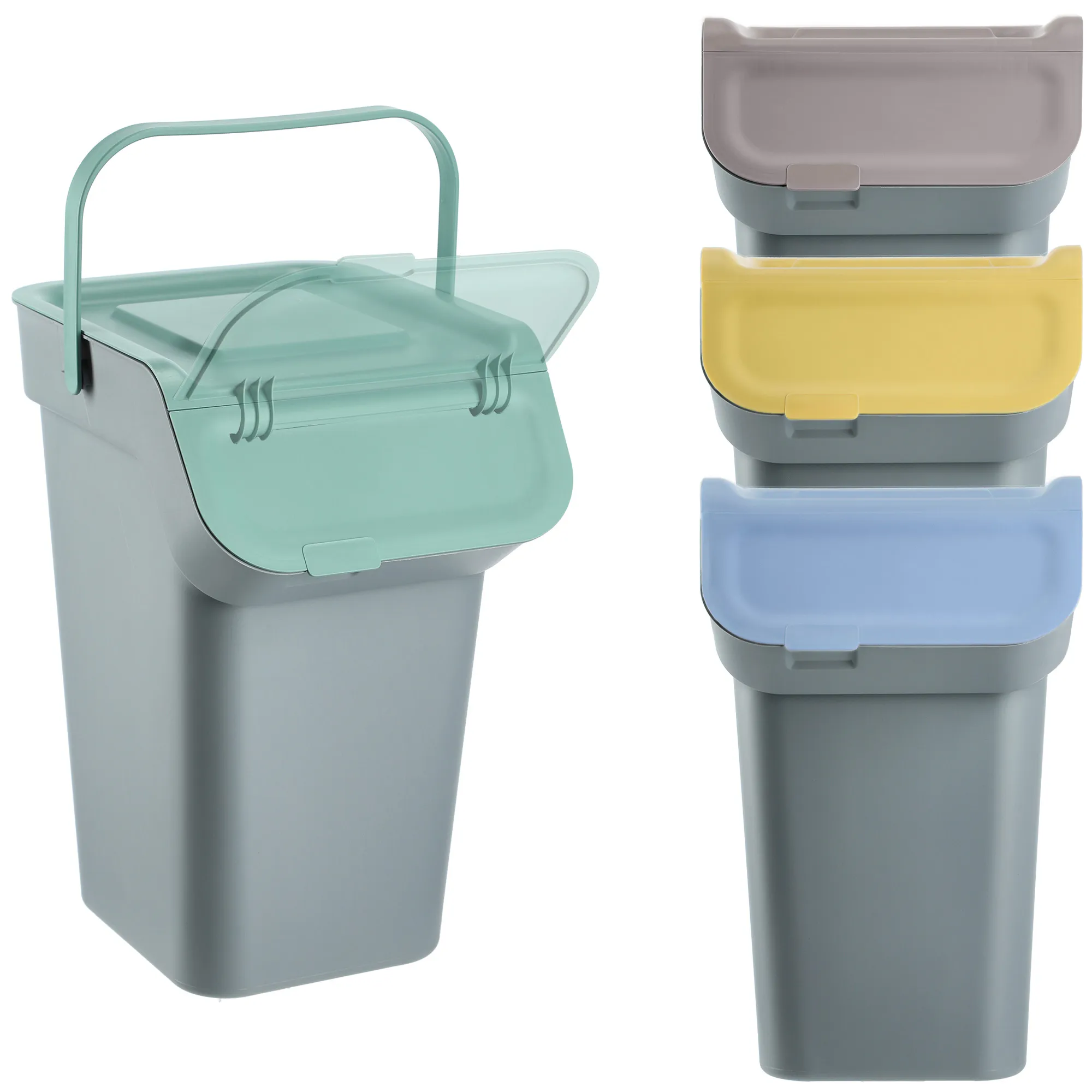 Pagney 4x25L pilkų šiukšliadėžių rinkinys