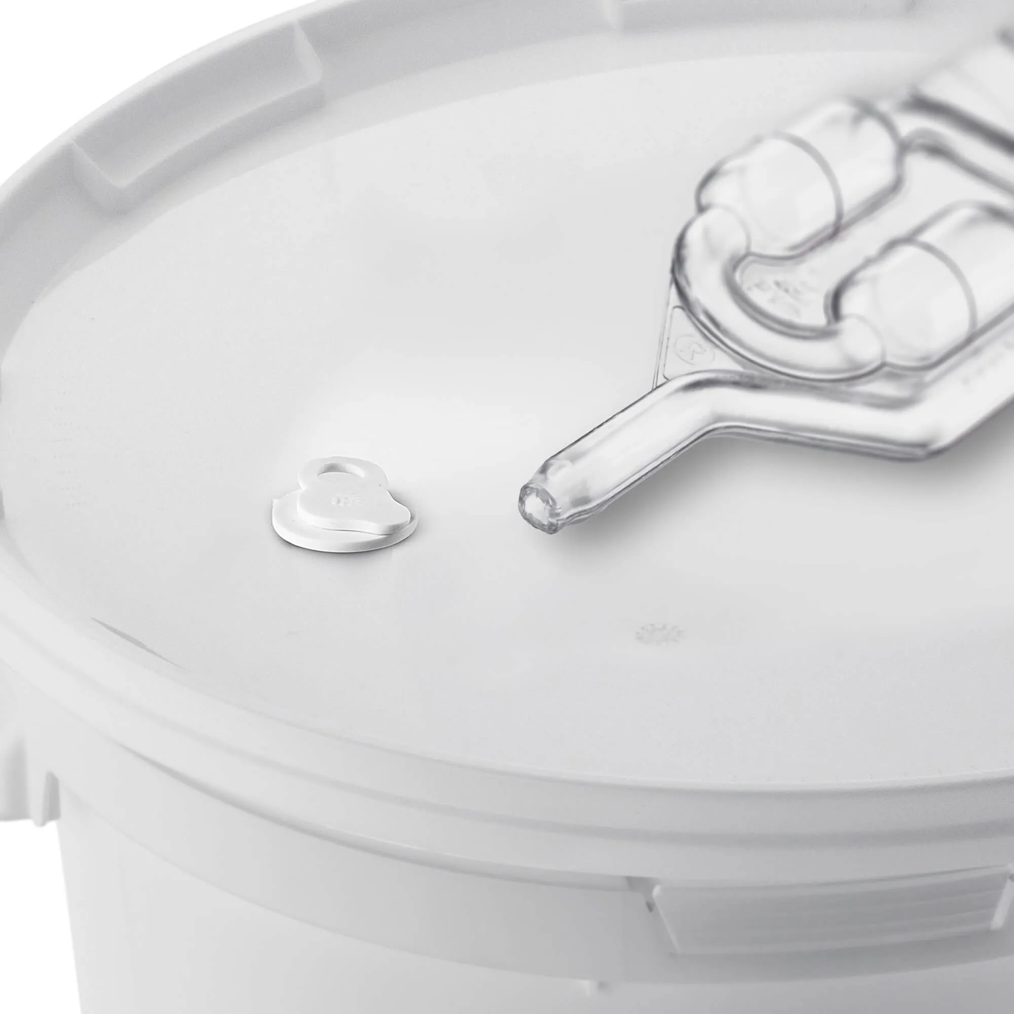 Acerra fermentacijos indas su dangčiu ir rankena, 20 l, baltas + čiaupas + kamštis + fermentacijos šliuzas