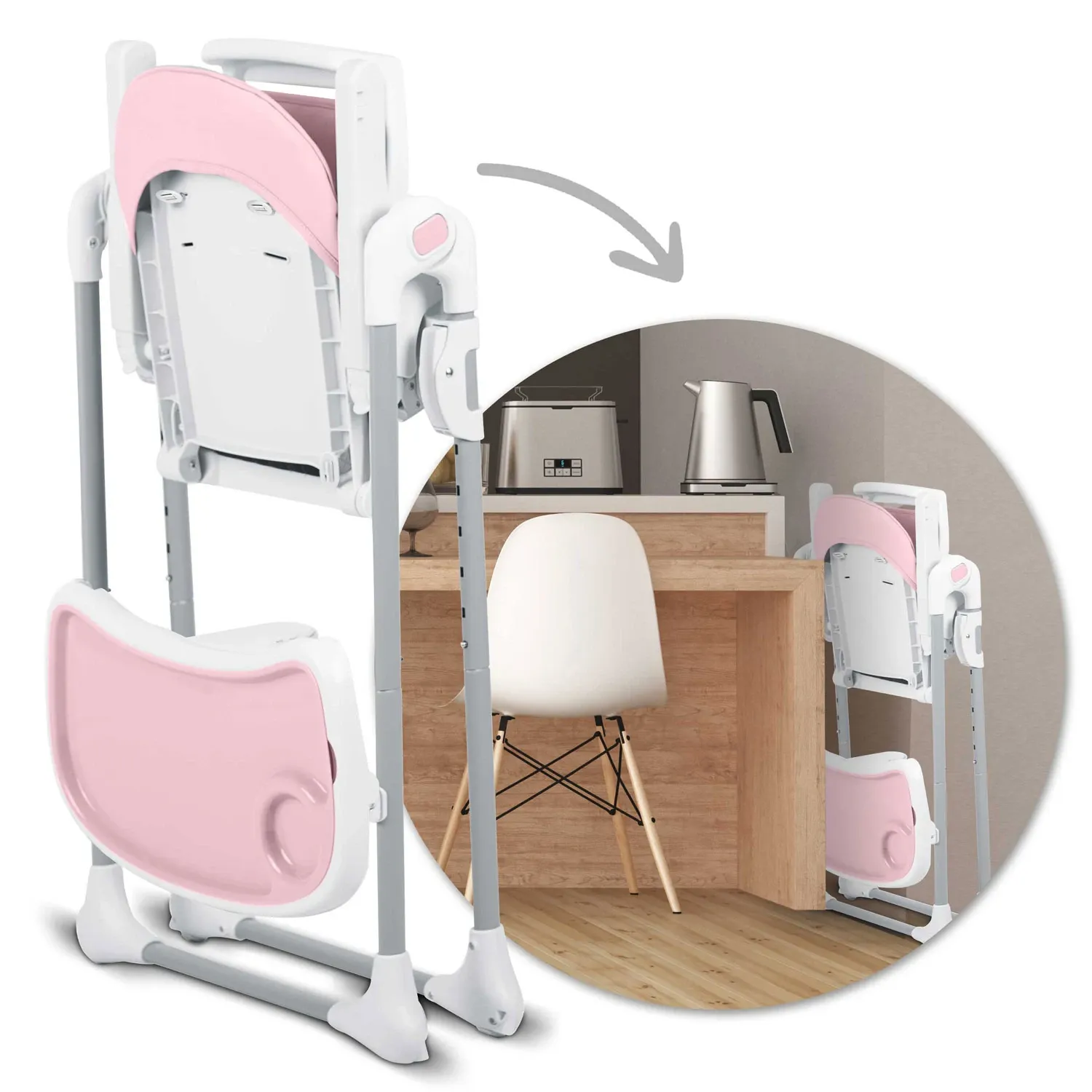 Ricokids Tulo rožinė maitinimo kėdutė - nuotrauka 1