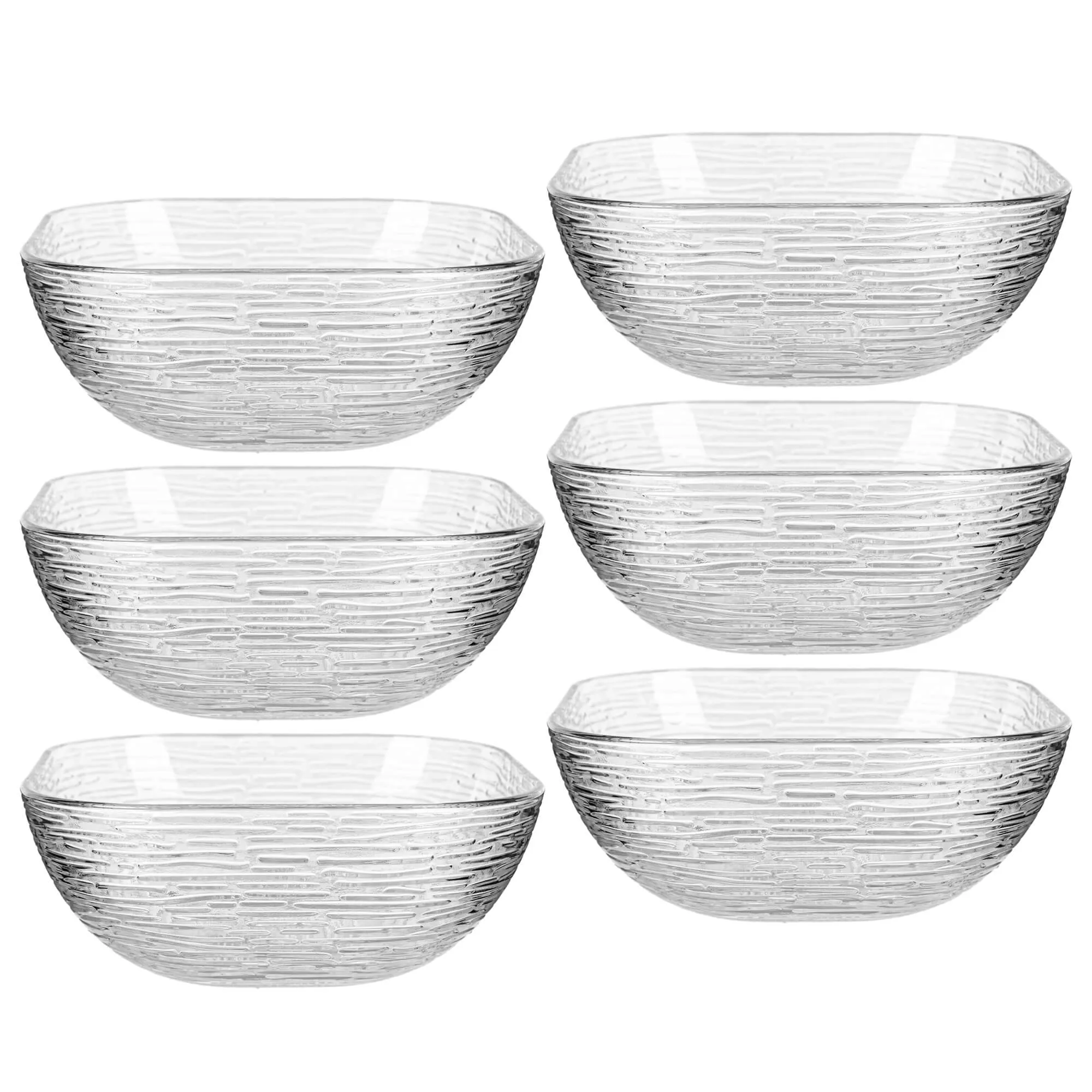 Venosa stikliniai salotų dubenėliai, 20 cm, žievės rašto, 6 vnt.