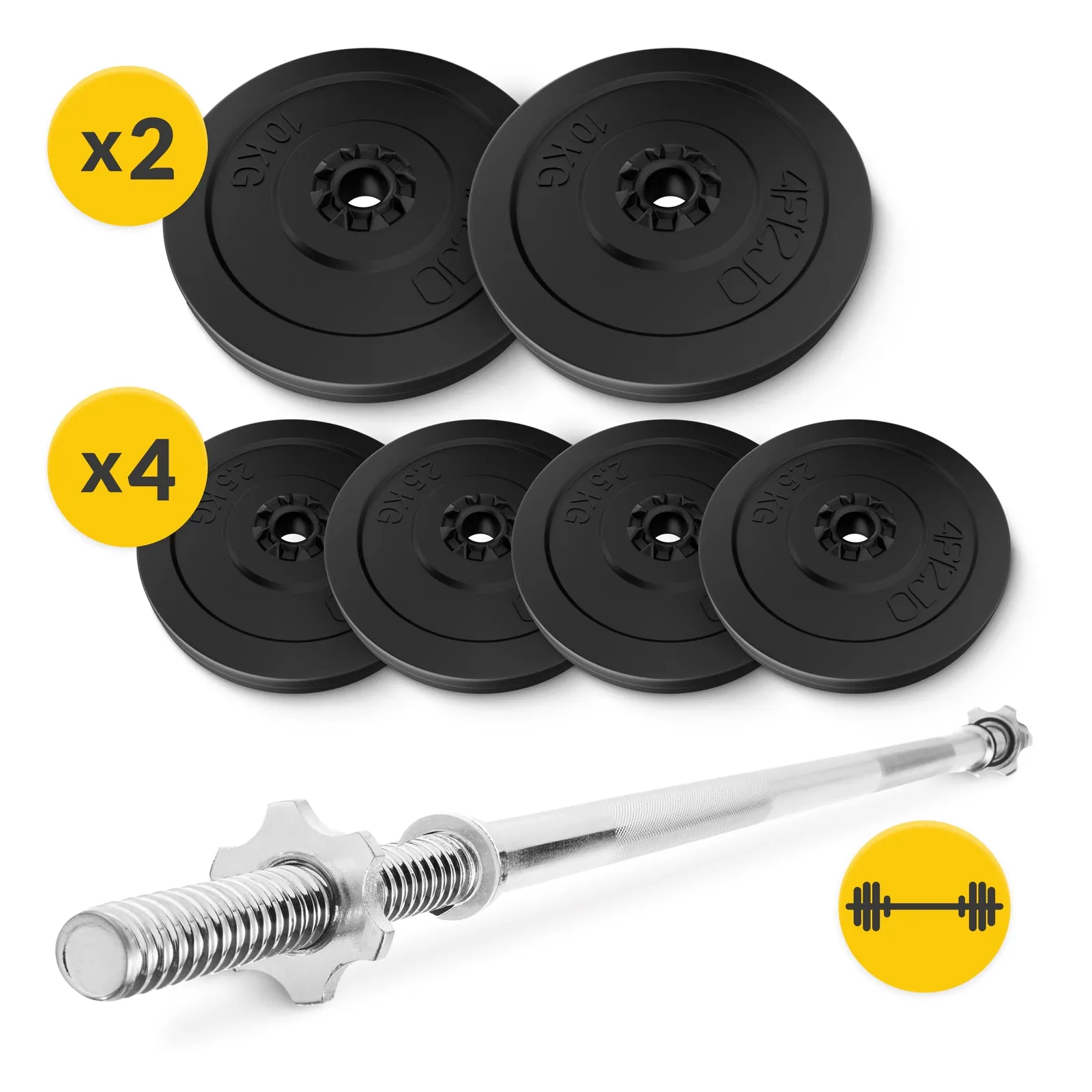 Bituminis kultūrizmo komplektas 40 kg + tiesus štangos štanga 180 cm