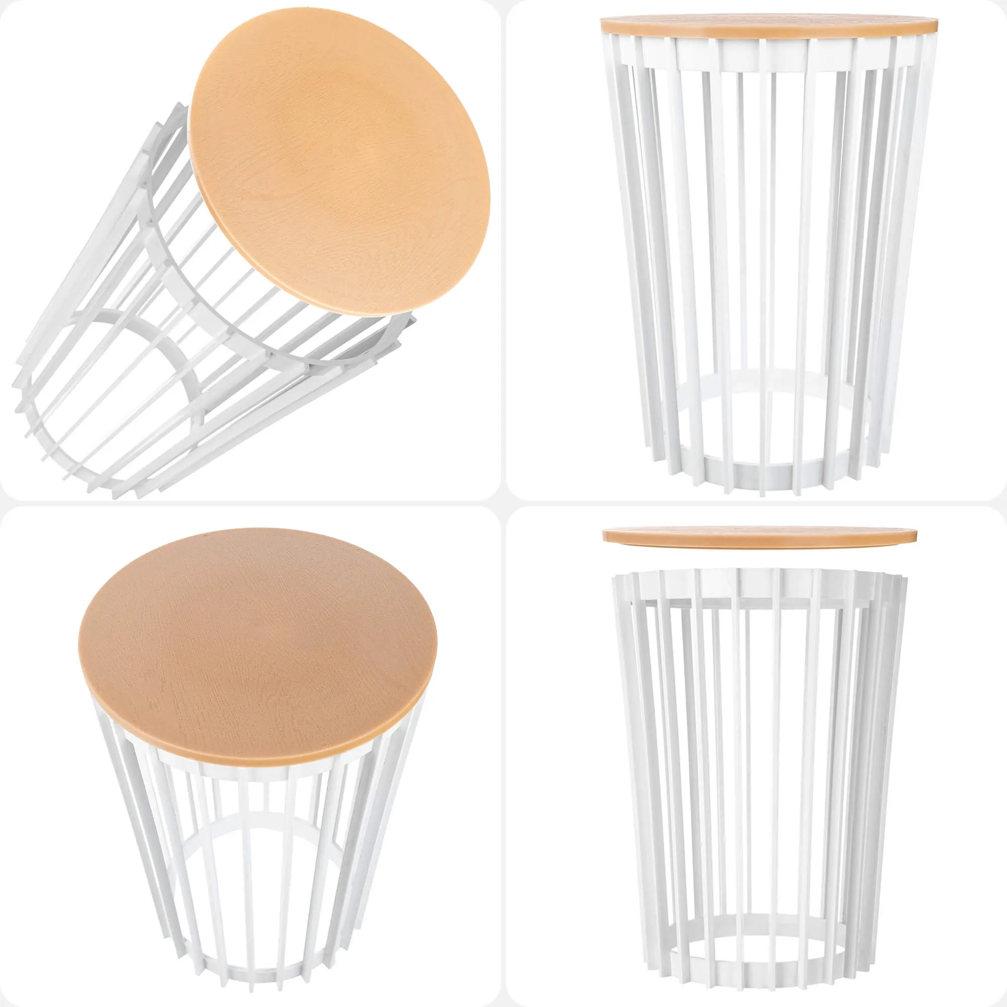 Aytre dvipusis augalų stovas 54 cm baltas + natūralaus medžio stalviršis