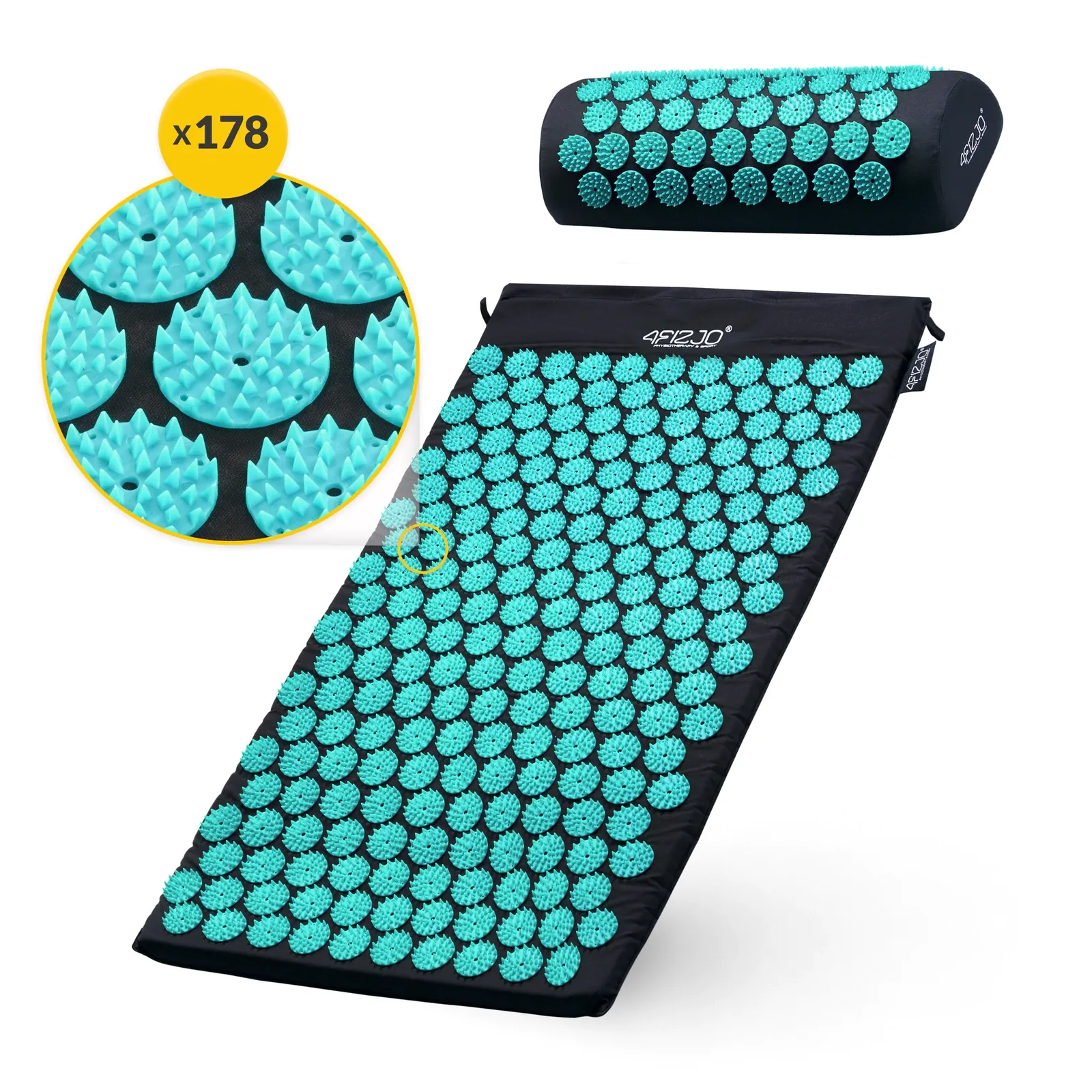 Klasikinis mėlynas akupresūros kilimėlis su pagalvėle